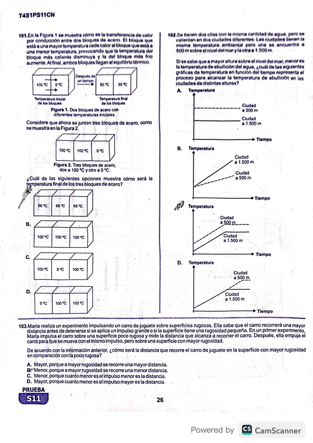 R1S1PS11M
Prueba de Matemáticas
1. Alejandro empacó agua en 100 botellas iguales y quiere verificar que la cantidad de agua que hay en cada