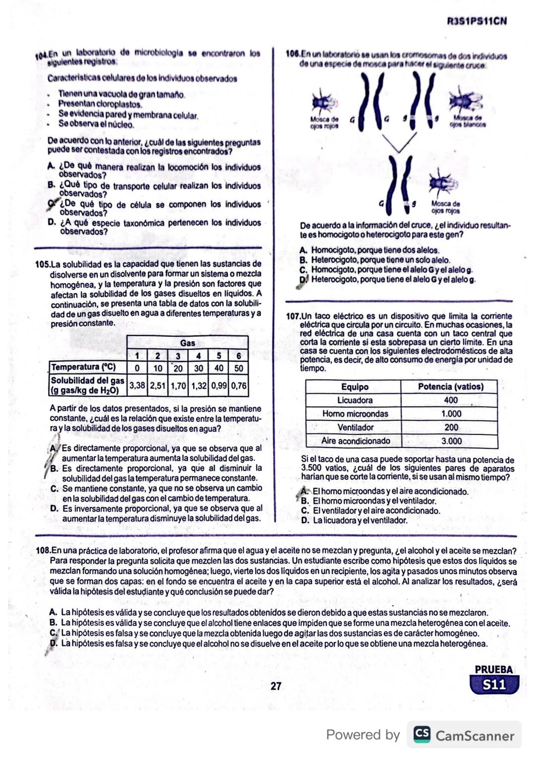 R1S1PS11M
Prueba de Matemáticas
1. Alejandro empacó agua en 100 botellas iguales y quiere verificar que la cantidad de agua que hay en cada