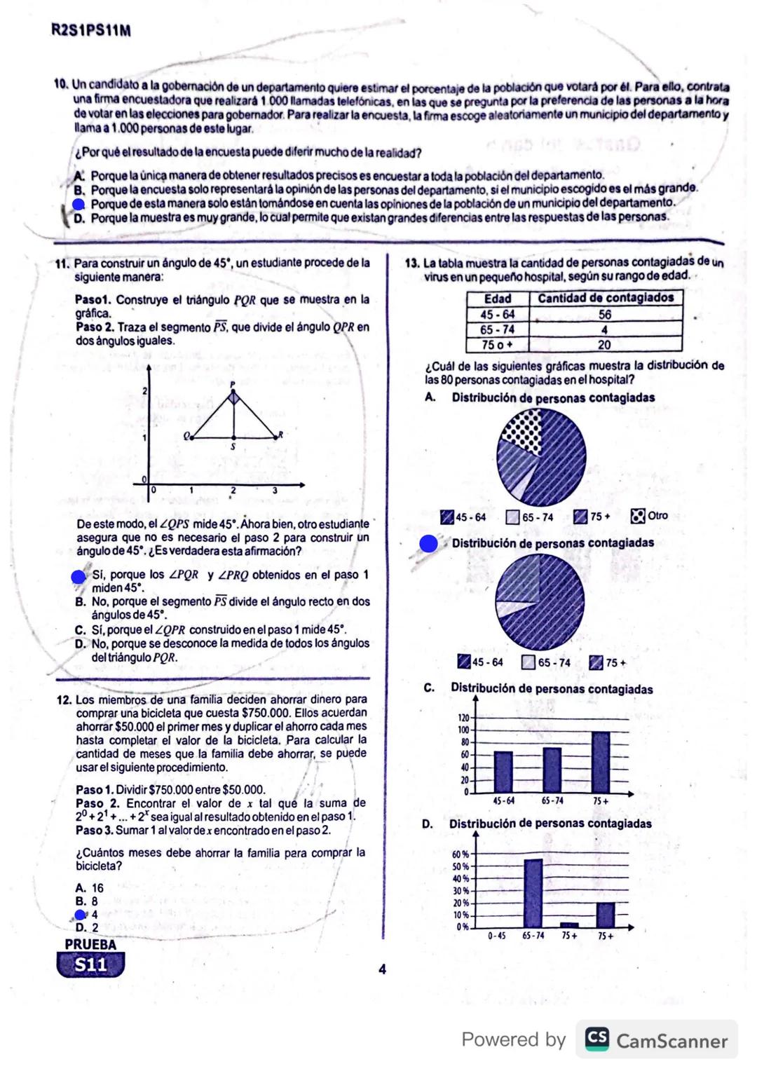 R1S1PS11M
Prueba de Matemáticas
1. Alejandro empacó agua en 100 botellas iguales y quiere verificar que la cantidad de agua que hay en cada