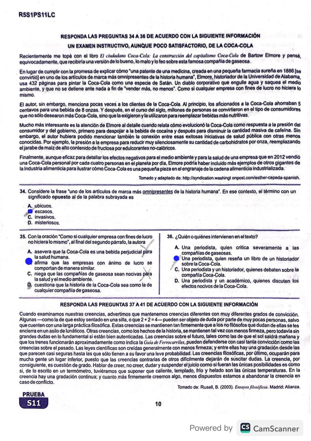 R1S1PS11M
Prueba de Matemáticas
1. Alejandro empacó agua en 100 botellas iguales y quiere verificar que la cantidad de agua que hay en cada