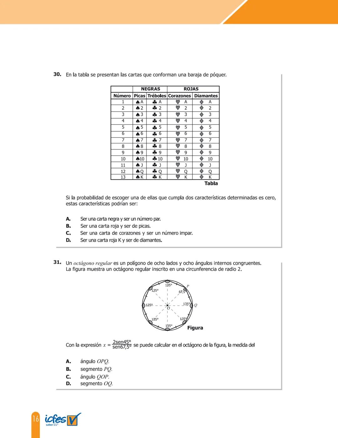 Cuadernillo de preguntas
Saber 11.º
Prueba de Matemáticas
MINEDUCACIÓN
icfes
mejor saber
TODOS POR UN
NUEVO PAÍS
PAZ EQUIDAD EDUCACIÓN
icfes