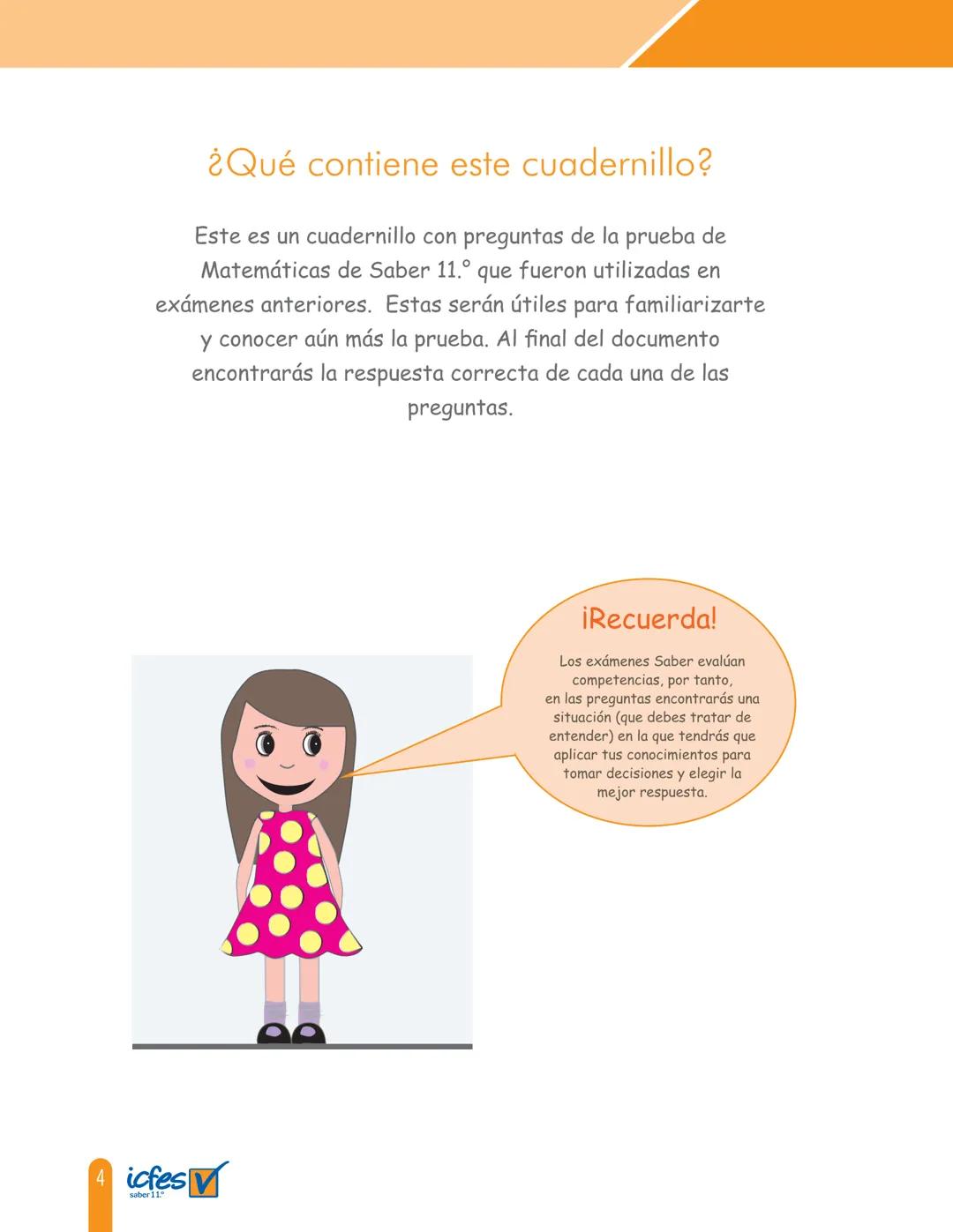 Cuadernillo de preguntas
Saber 11.º
Prueba de Matemáticas
MINEDUCACIÓN
icfes
mejor saber
TODOS POR UN
NUEVO PAÍS
PAZ EQUIDAD EDUCACIÓN
icfes