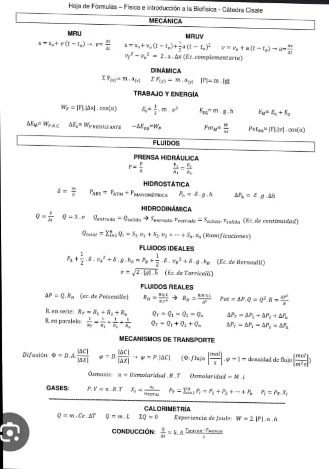 43
FLUIDOS-HOJA DE FORMULAS
HIDROSTATICA
Peso
PESO
ESPECIFIC
V
VOLUMEN
PASA
DENSIDAD DE
-
UN CUERPO
Volumen
s=d.g
·Fuerza
←
PRESUN PE
PRESIO