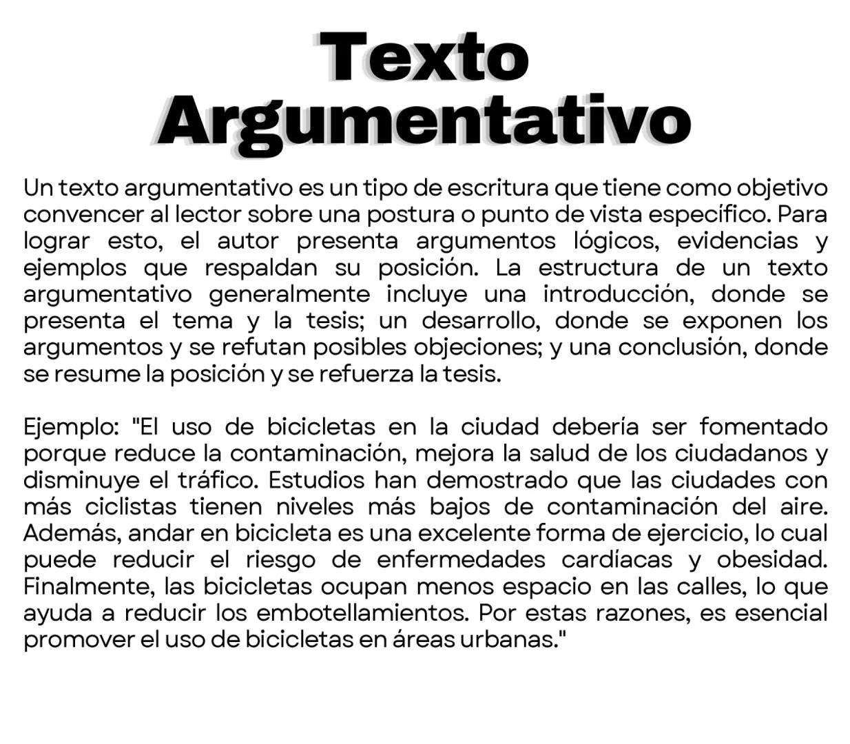 # Texto
Argumentativo
Un texto argumentativo es un tipo de escritura que tiene como objetivo
convencer al lector sobre una postura o punto