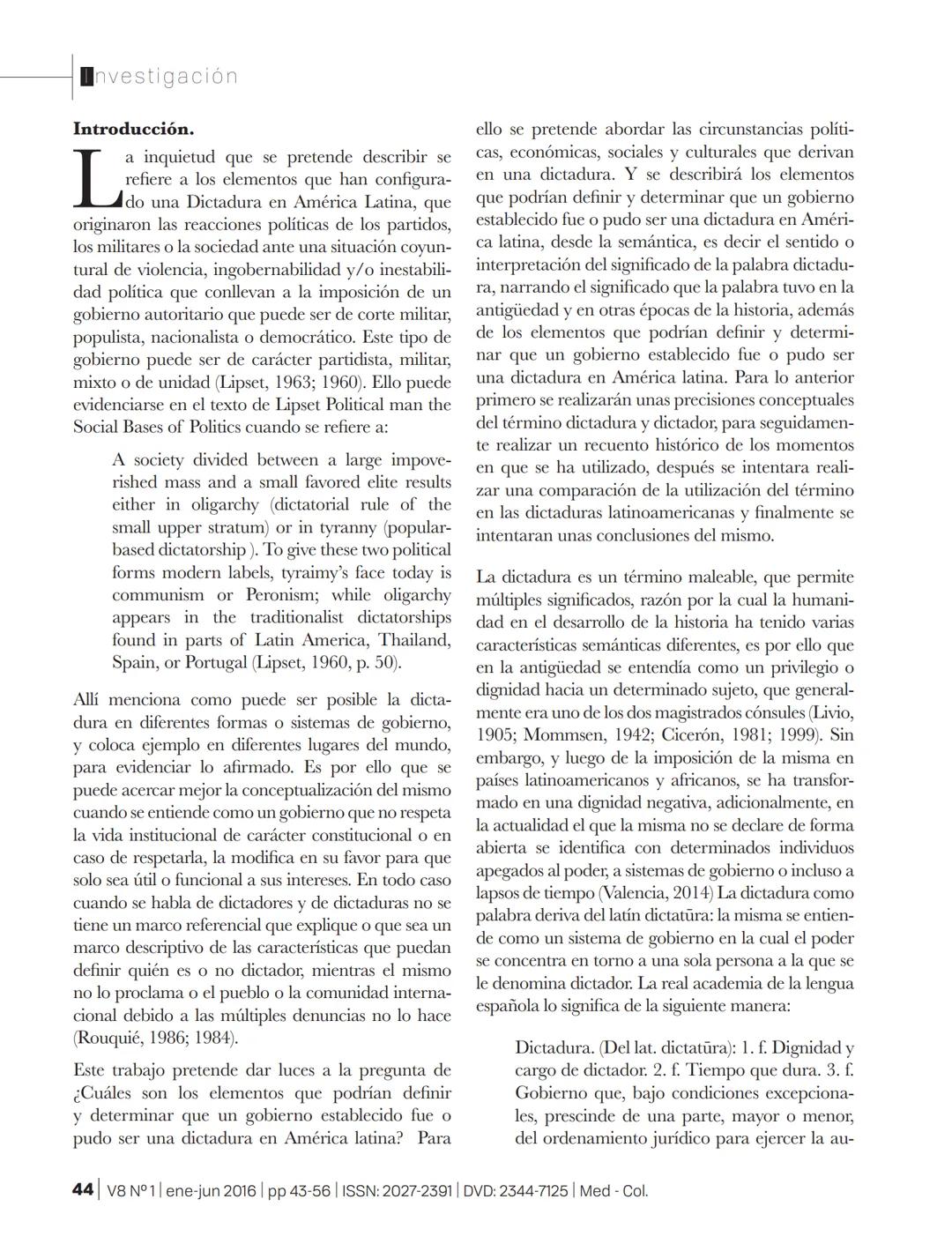 # SSOAR
Open Access Repository
www.ssoar.info
# Elementos que describen una dictadura en América
## Latina
Valencia Grajales, José Fernand