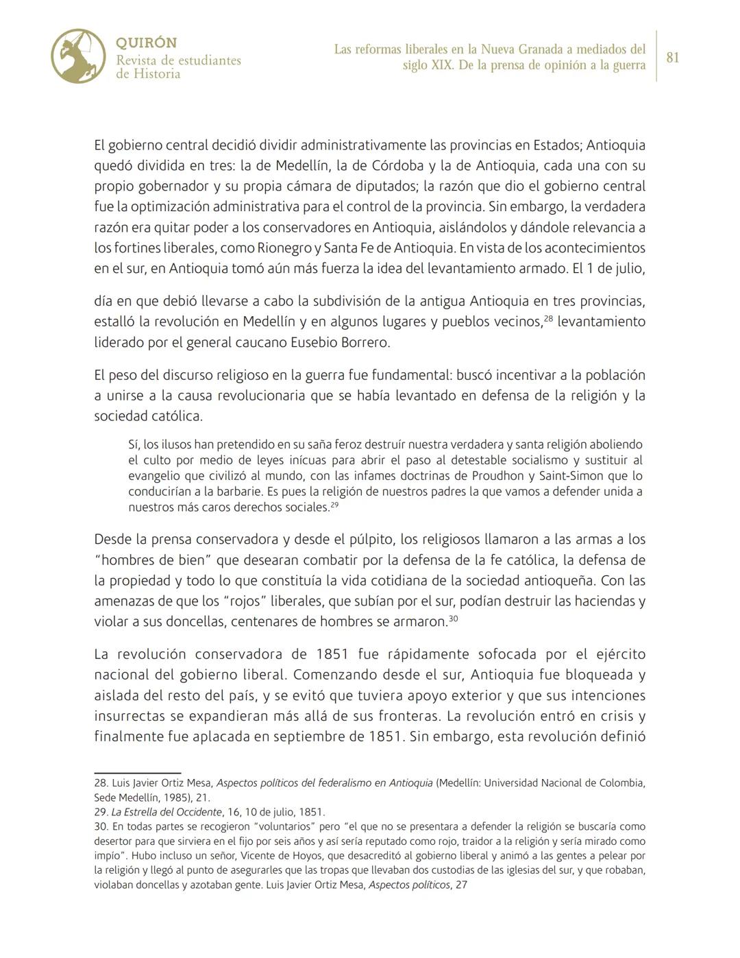 Las reformas liberales en la
Nueva Granada a mediados
del siglo XIX. De la prensa de
opinión a la guerra
Juan Pablo Guerra Lopera
Universid