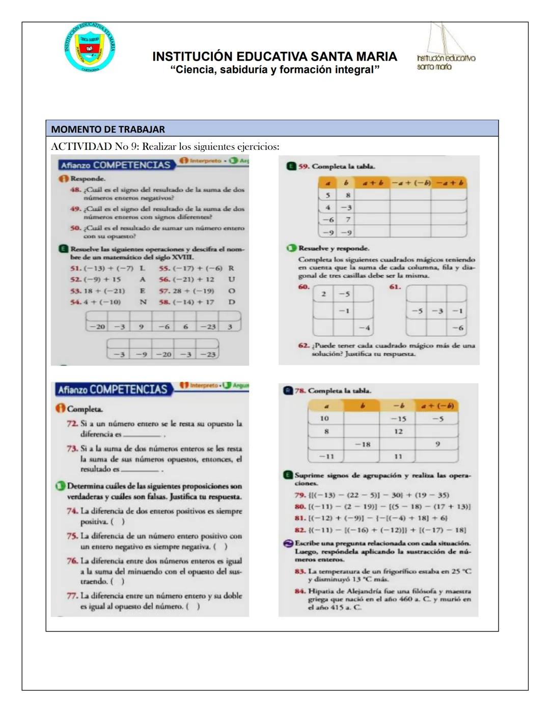 TUCIÓN ED
CATIVA STAM
INSTITUCIÓN EDUCATIVA SANTA MARIA
"Ciencia, sabiduría y formación integral"
heudón educarVO
santa maria
Área:
Docente:
