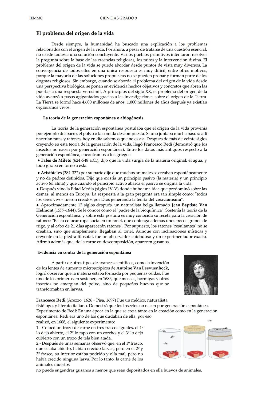 IEMMO
CIENCIAS GRADO 9
"Origen de la
vida"
Teorías del origen de la vida
De acuerdo con los estudios de la evolución cósmica, la formación d