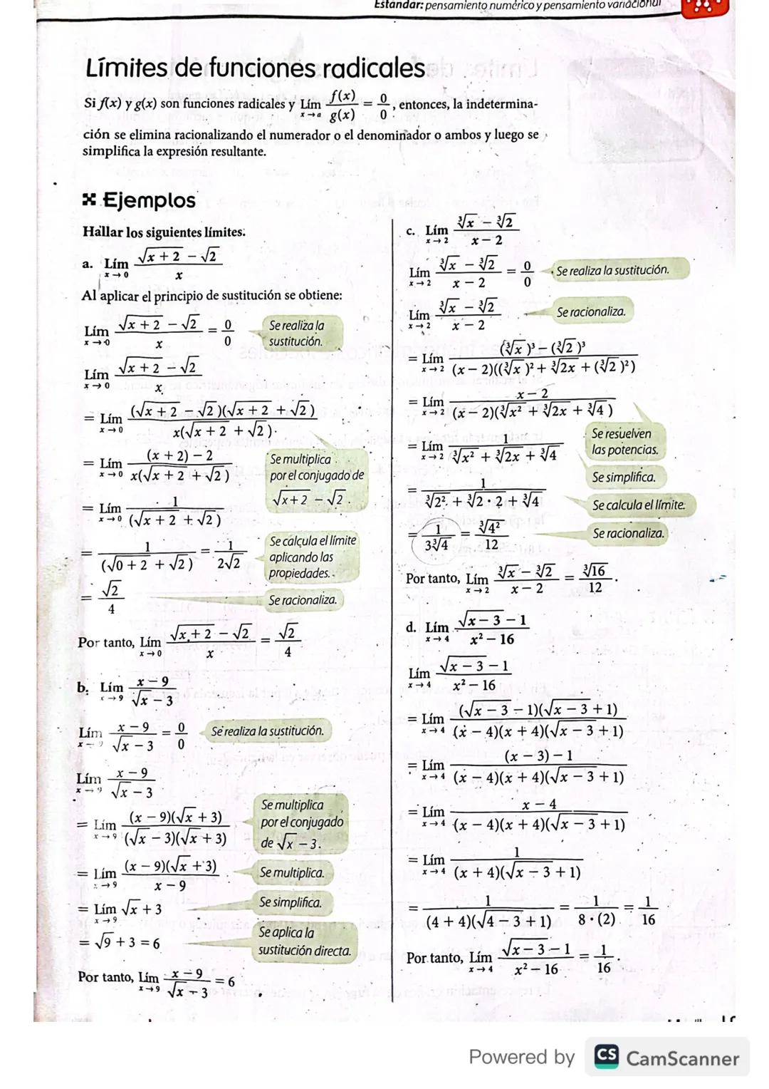 Interpreta: 1-2
Ejercita: 3-4-5
Razona: 6
Escribe, el significado de la expresión f(x) crece
sin cota cuando x se aproxima a 2. Luego, reali