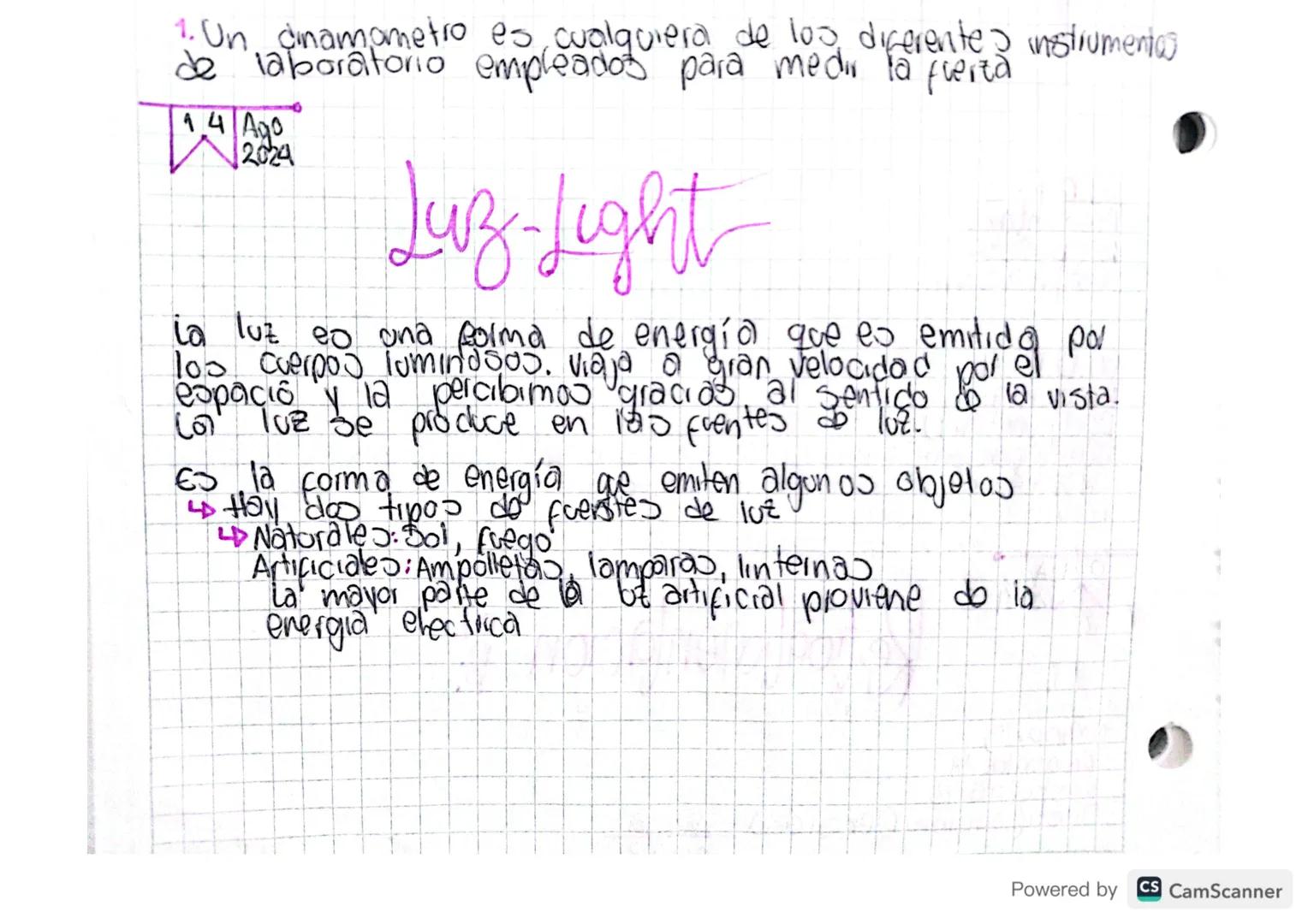 1. Un dinamometro es cualquiera de los diferente? instrumentas
de laboratorio empleados para medir la fiertă.
14/2024
Luz-Light
La luz eo un