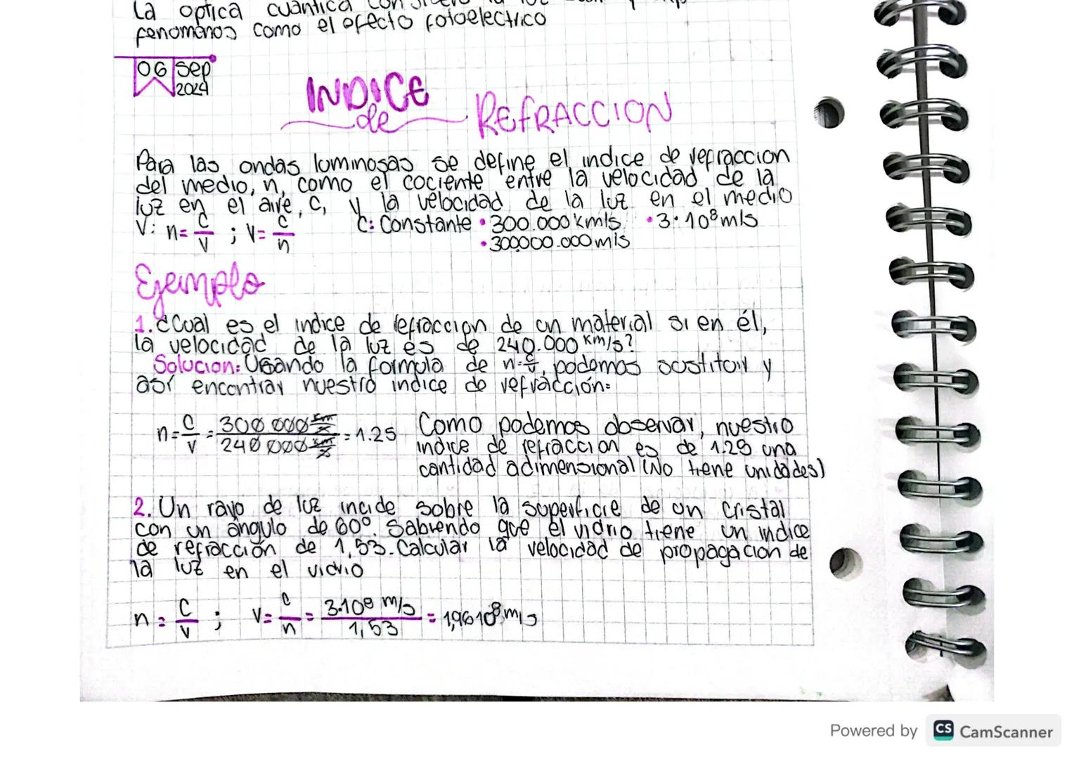 La optica cuantica
fenomenos como el ofecto fotoelectrico
06 Sep
2024
# INDICE de REFRACCION
Para las ondas luminosas se define el indice