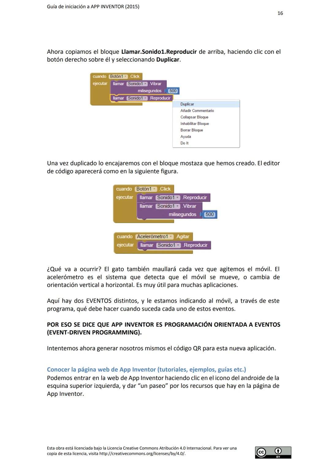 # GUÍA DE INICIACIÓN
# A APP INVENTOR Guía de iniciación a APP INVENTOR (2015)
Tabla de contenido
GUÍA DE INICIACIÓN A APP INVENTOR
Objeti