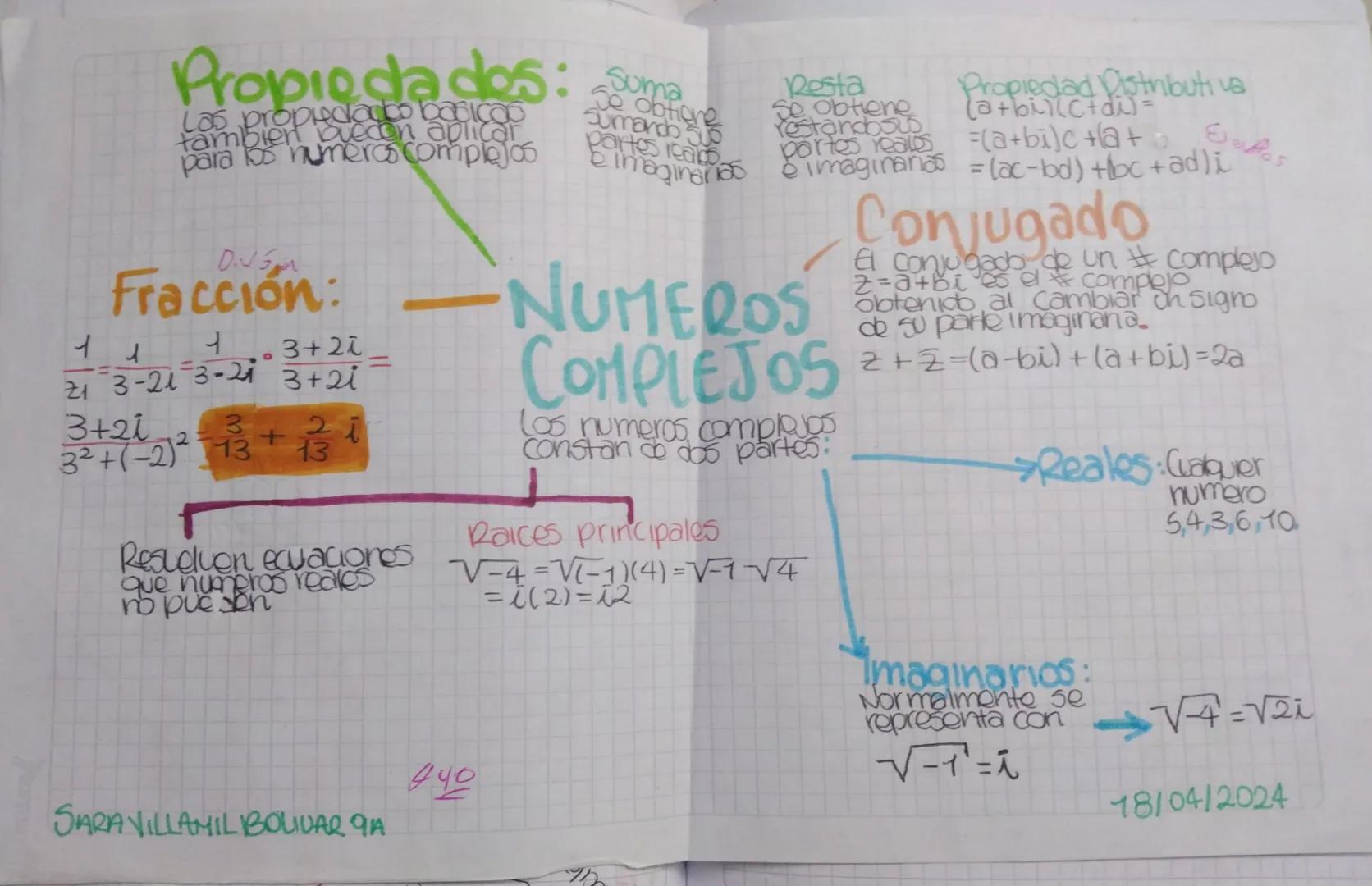 Propiedades:
Las propiedades basicos
tambien pueden aplicar
para los numeros complejos
Suma
Se obtiene
sumando sus
partes reales
e imaginar