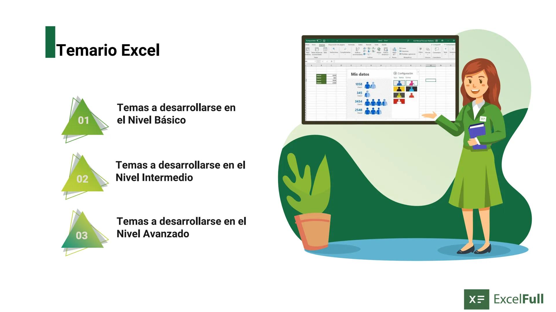X= ExcelFull
Temario General
Curso de Microsoft Excel
Modalidad Online
2023 IT
Temari
Temario Excel
01
02
03
Temas a desarrollarse en
el Niv