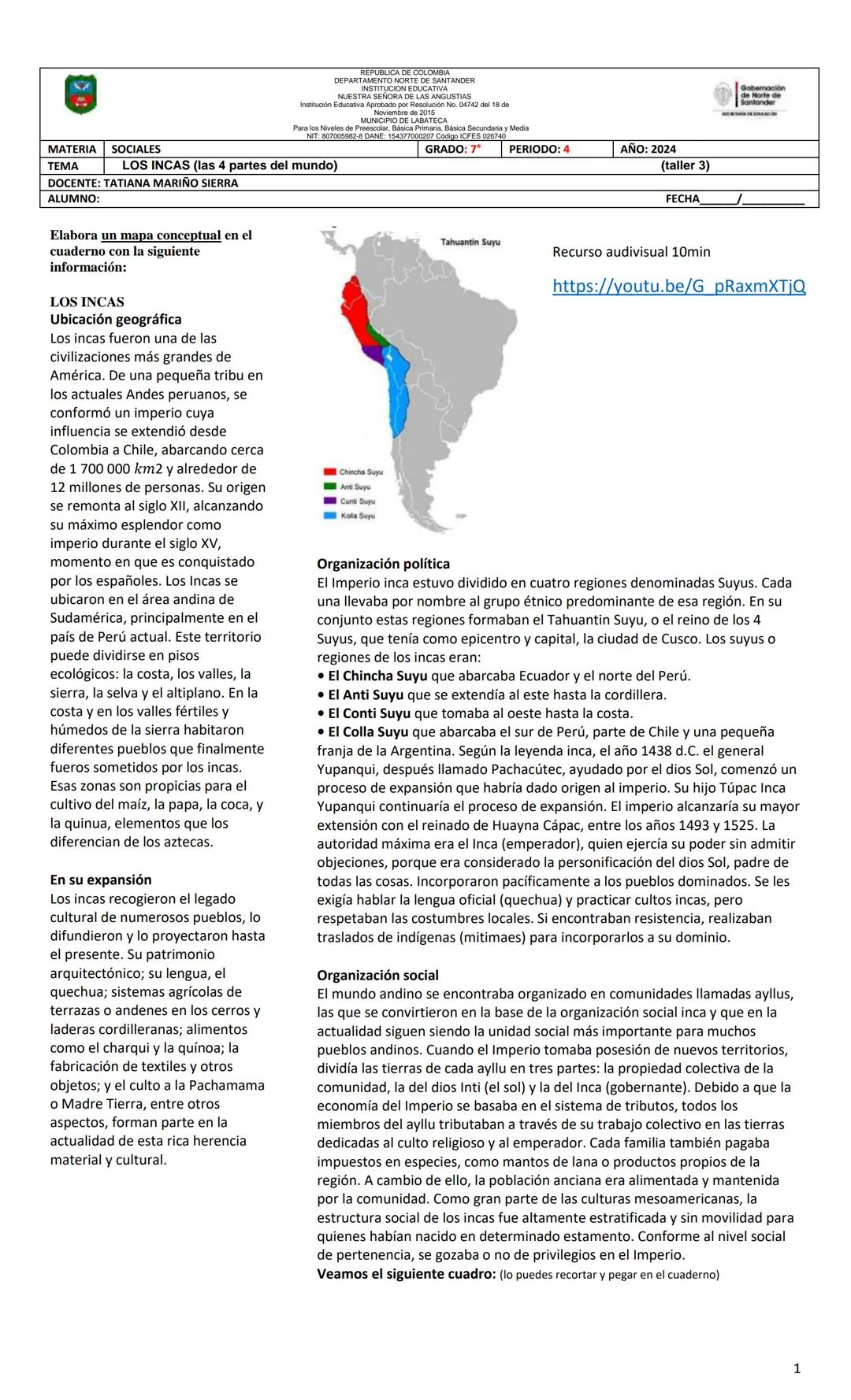 MATERIA
TEMA
SOCIALES
REPUBLICA DE COLOMBIA
DEPARTAMENTO NORTE DE SANTANDER
INSTITUCION EDUCATIVA
NUESTRA SEÑORA DE LAS ANGUSTIAS
Institució