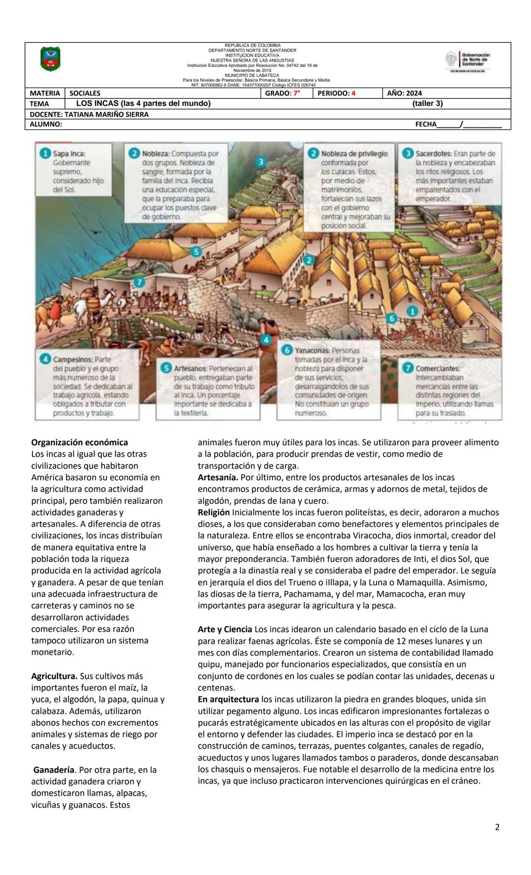 MATERIA
TEMA
SOCIALES
REPUBLICA DE COLOMBIA
DEPARTAMENTO NORTE DE SANTANDER
INSTITUCION EDUCATIVA
NUESTRA SEÑORA DE LAS ANGUSTIAS
Institució