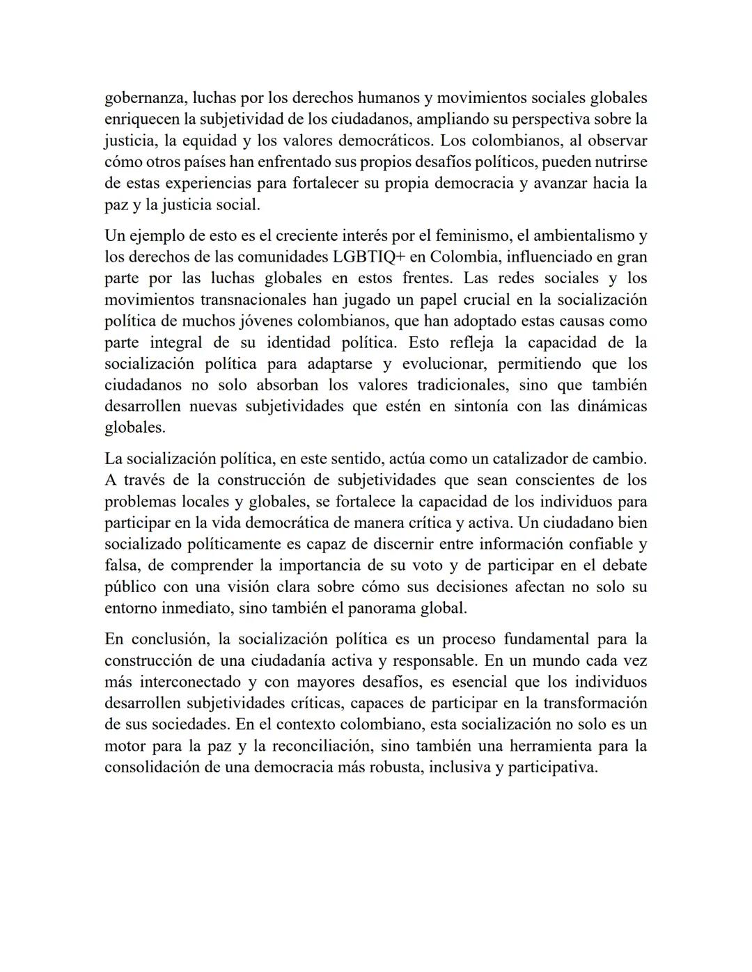 Artículo 1: "Socialización política: un camino hacia una ciudadanía
consciente"
La socialización política es un proceso crucial para la form