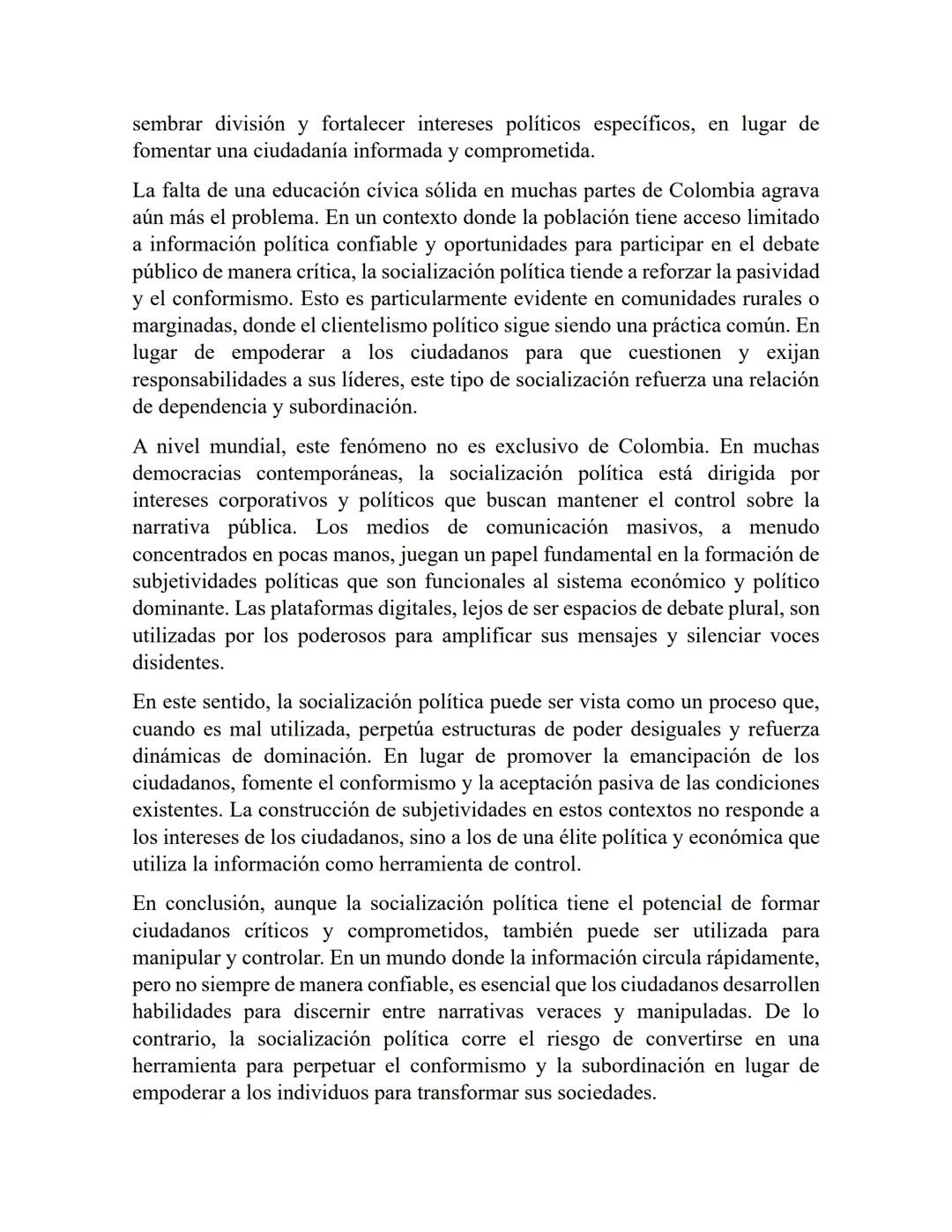 Artículo 1: "Socialización política: un camino hacia una ciudadanía
consciente"
La socialización política es un proceso crucial para la form