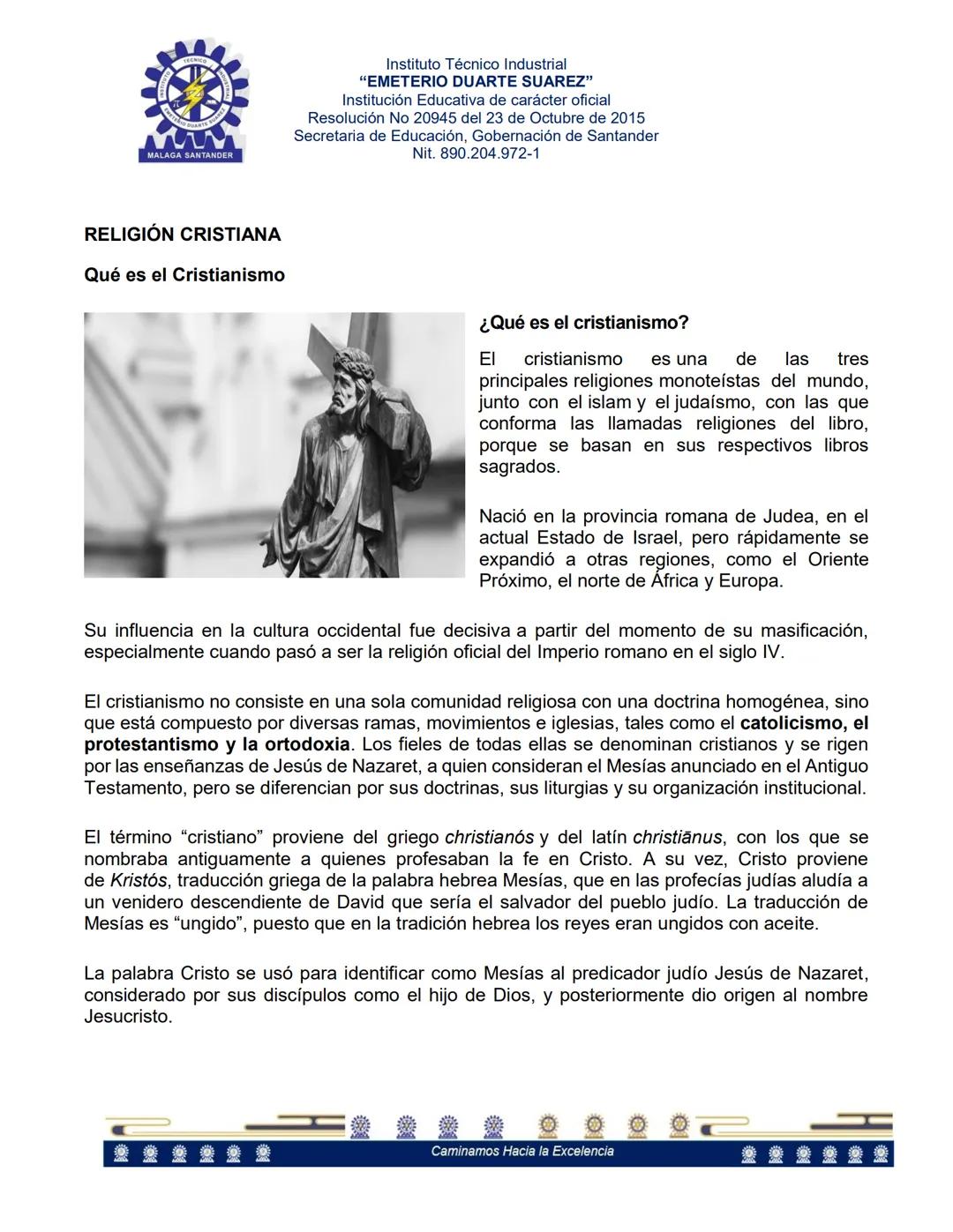 MALAGA SANTANDER
Instituto Técnico Industrial
"EMETERIO DUARTE SUAREZ"
Institución Educativa de carácter oficial
Resolución No 20945 del 23