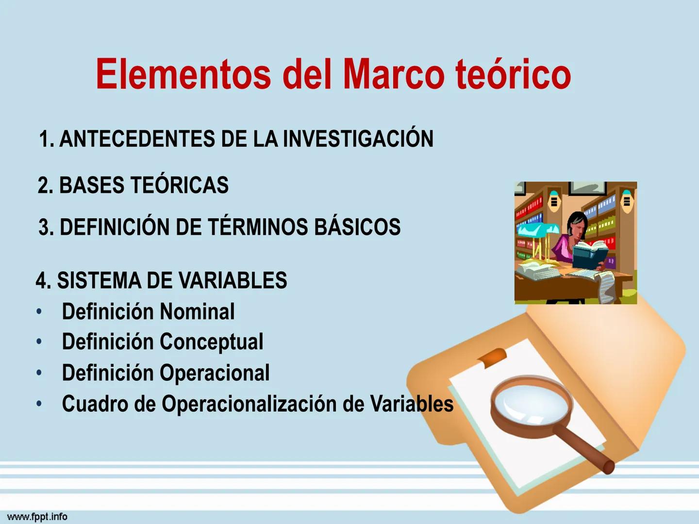 # Seminario II de Investigación
## Marco Teórico
Milagros Patrón Noriega
Docente
www.fppt.info # LAS VARIABLES DE INVESTIGACIÓN
# Y EL MA