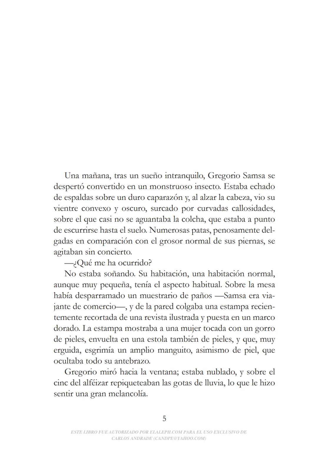 Franz Kafka
La metamorfosis
elaleph.com # LA METAMORFOSIS FRANZ KAFKA
LA METAMORFOSIS
elaleph.com Queda rigurosamente prohibida, sin l