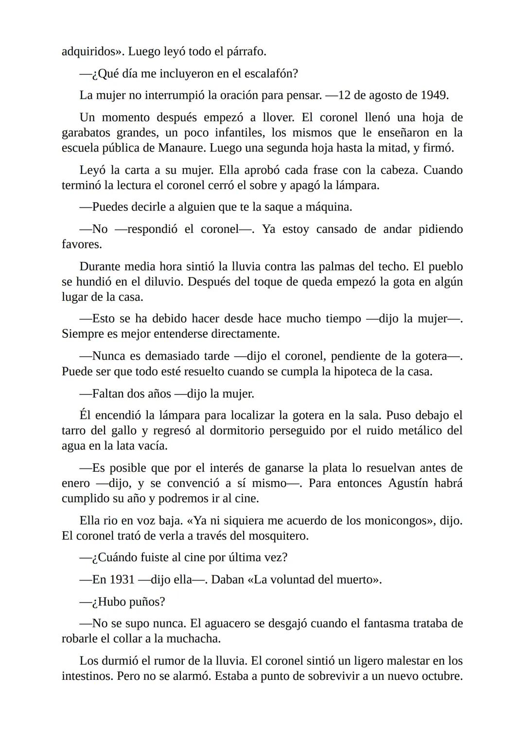El Coronel No Tiene Quien le Escriba
Gabriel García Márquez I
El coronel destapó el tarro del café y comprobó que no había más de una
cuchar
