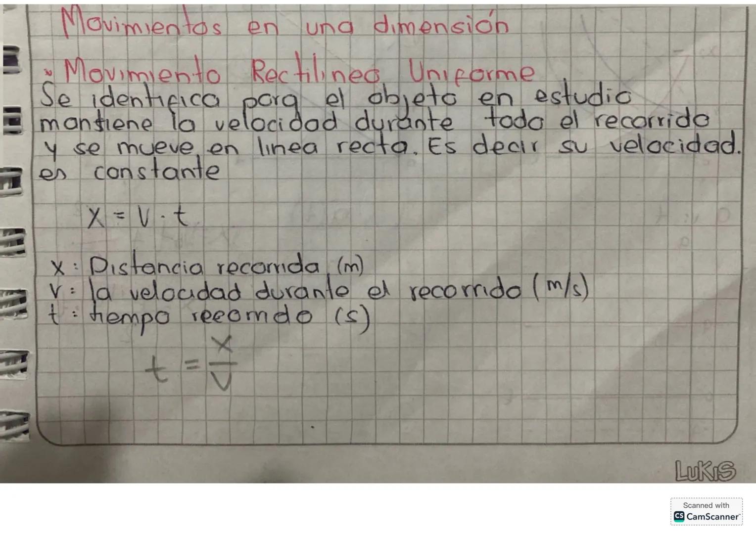 30
Movimientos en una dimension
Movimiento Rectilined Uniforme
Se
el objeto en estudio
Se identifica porgd durante todo el recorrido
velocid