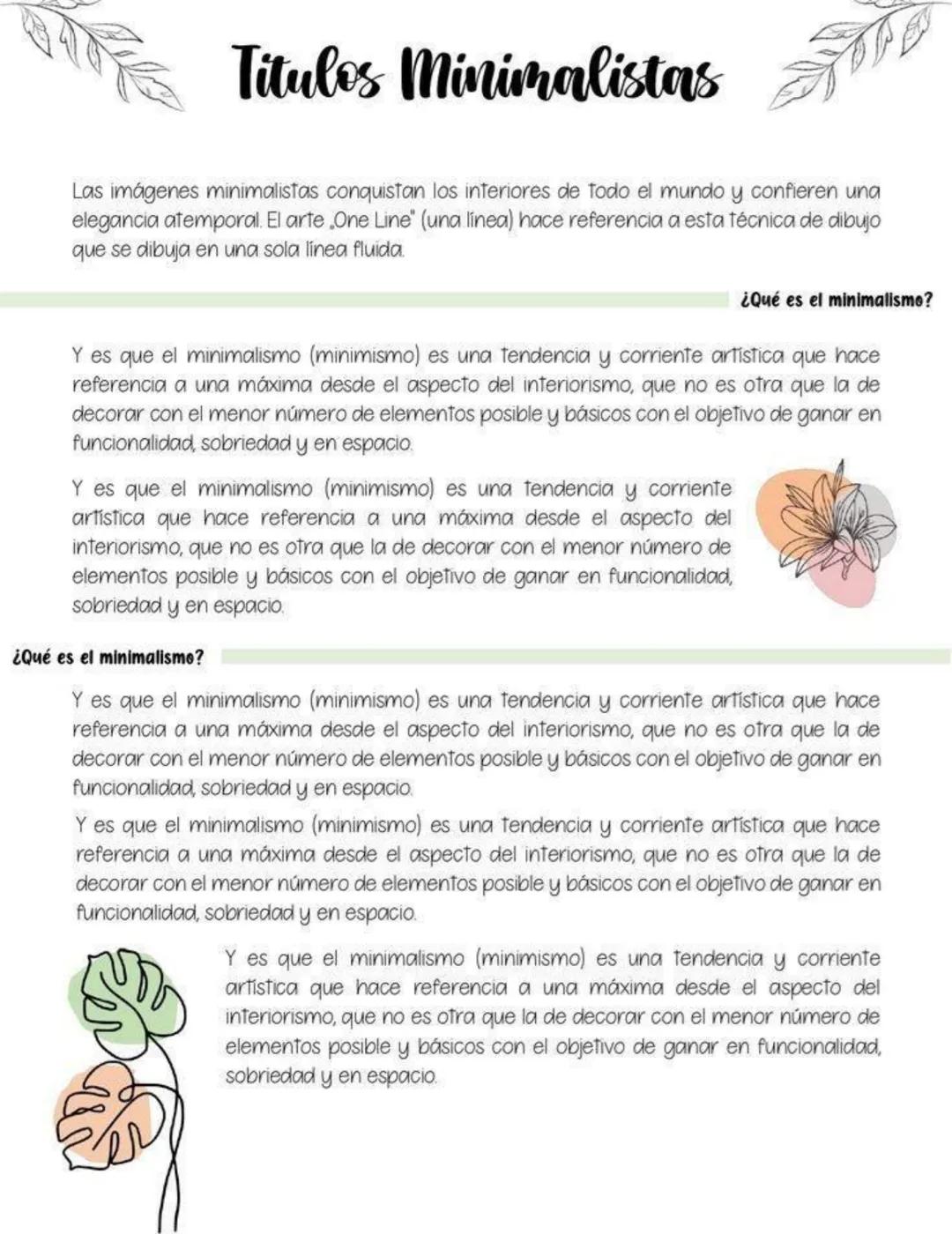 Titulos Minimalistas
Las imágenes minimalistas conquistan los interiores de todo el mundo y confieren una
elegancia atemporal. El arte One L
