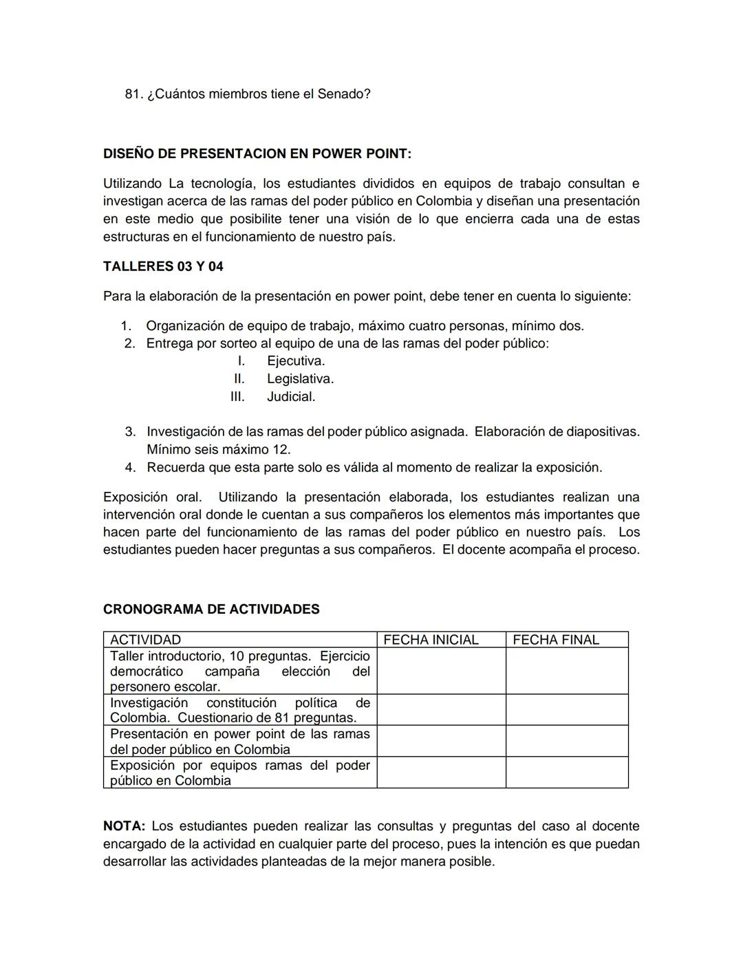 # PROYECTO: HORAS CONSTITUCIONALES
JUSTIFICACION:
Dentro de los procesos y los requisitos que desde los diferentes lineamientos que rigen
