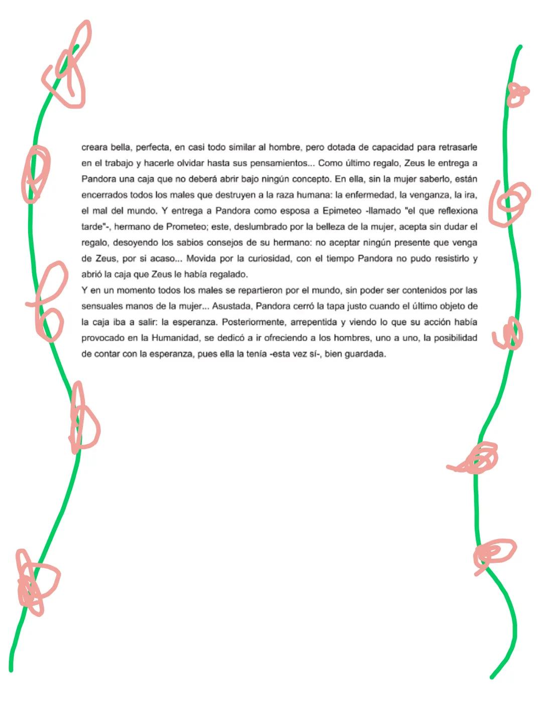 # EL MITO DE PANDORA.
Cuenta la mitología griega: En un principio
todo era Caos, hasta que los dioses
decidieron dar a cada cosa existente