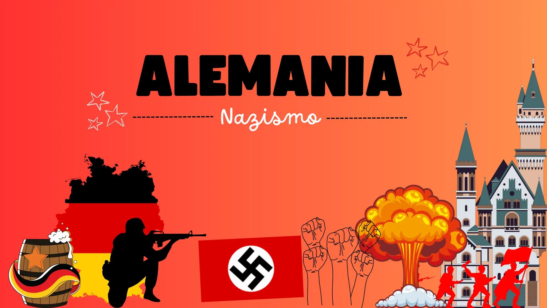 ALEMANIA
Nazismo
F ¿Qué fue?
Fue un movimiento político y social
originado en la Alemania posterior a
la Primera Guerra Mundial,
específicam