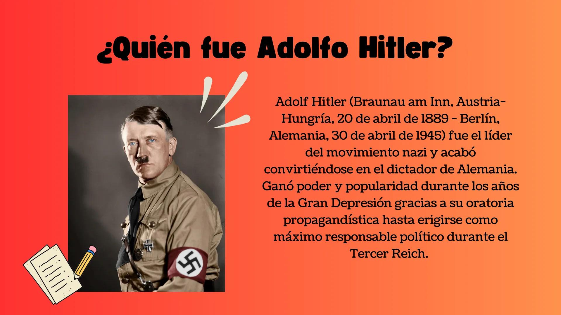 ALEMANIA
Nazismo
F ¿Qué fue?
Fue un movimiento político y social
originado en la Alemania posterior a
la Primera Guerra Mundial,
específicam
