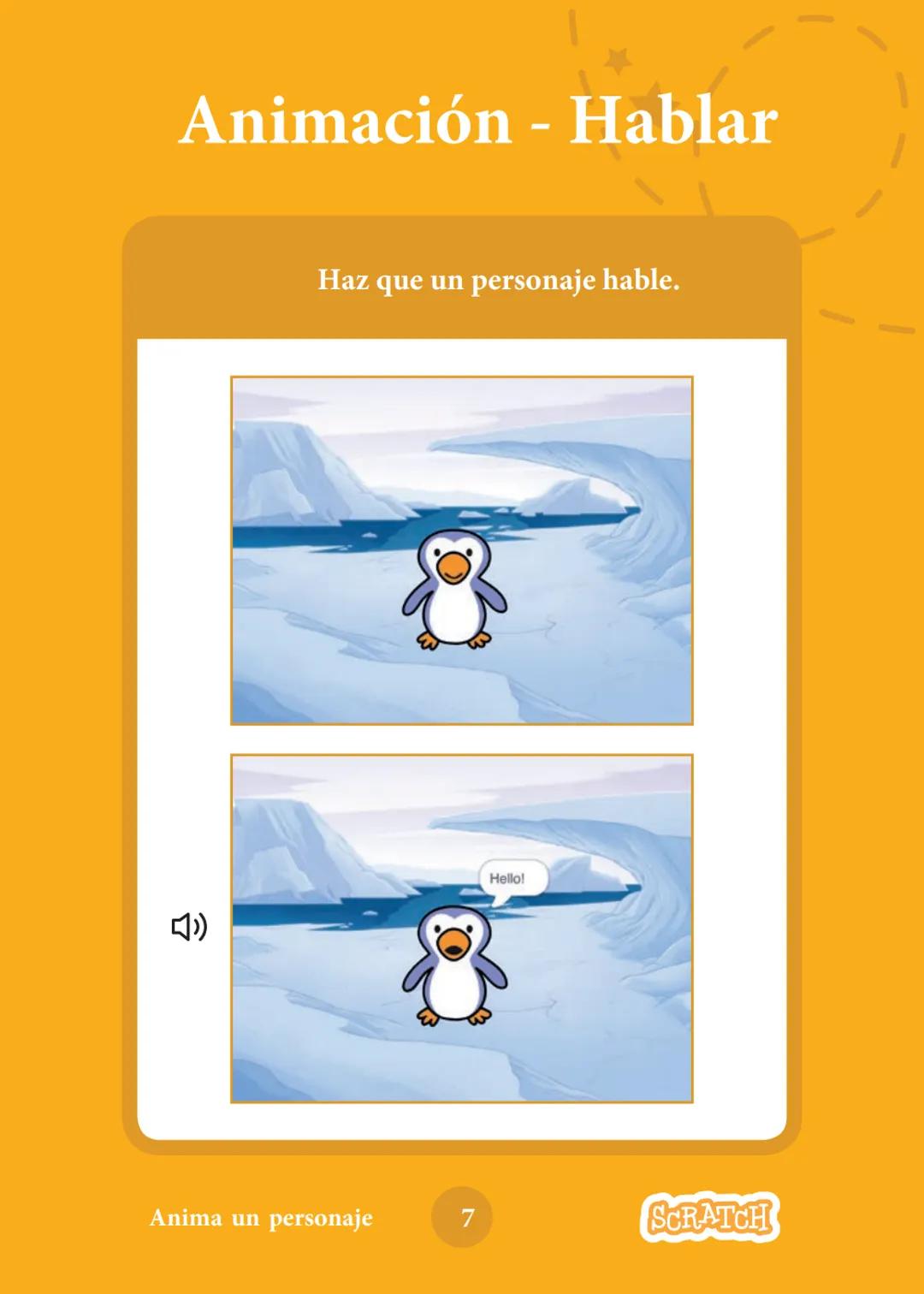 # Animar a un personaje
Anima a personajes.
scratch.mit.edu
8 cartas # Animar a un personaje
Prueba las cartas en cualquier orden
* M