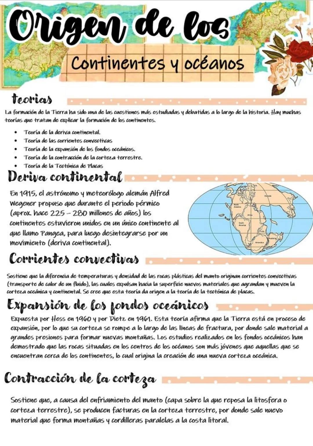 Origen de loc
Continentes y océanos
teorias
La formación de la Tierra ha sido una de las cuestiones más estudiadas y debatidas a lo largo de