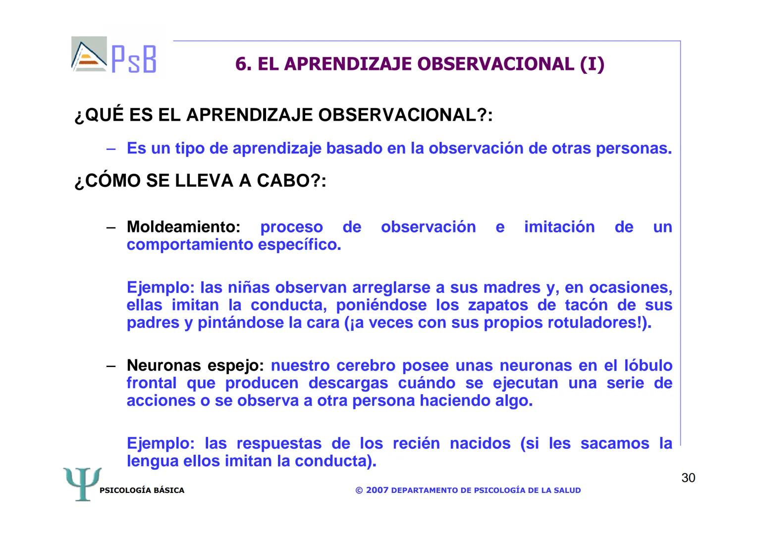 APSB
PSICOLOGÍA BÁSICA
TEMA 3. APRENDIZAJE
LICENCIATURA DE HUMANIDADES
UNIVERSIDAD DE ALICANTE
PSICOLOGÍA BÁSICA
Material extraído del