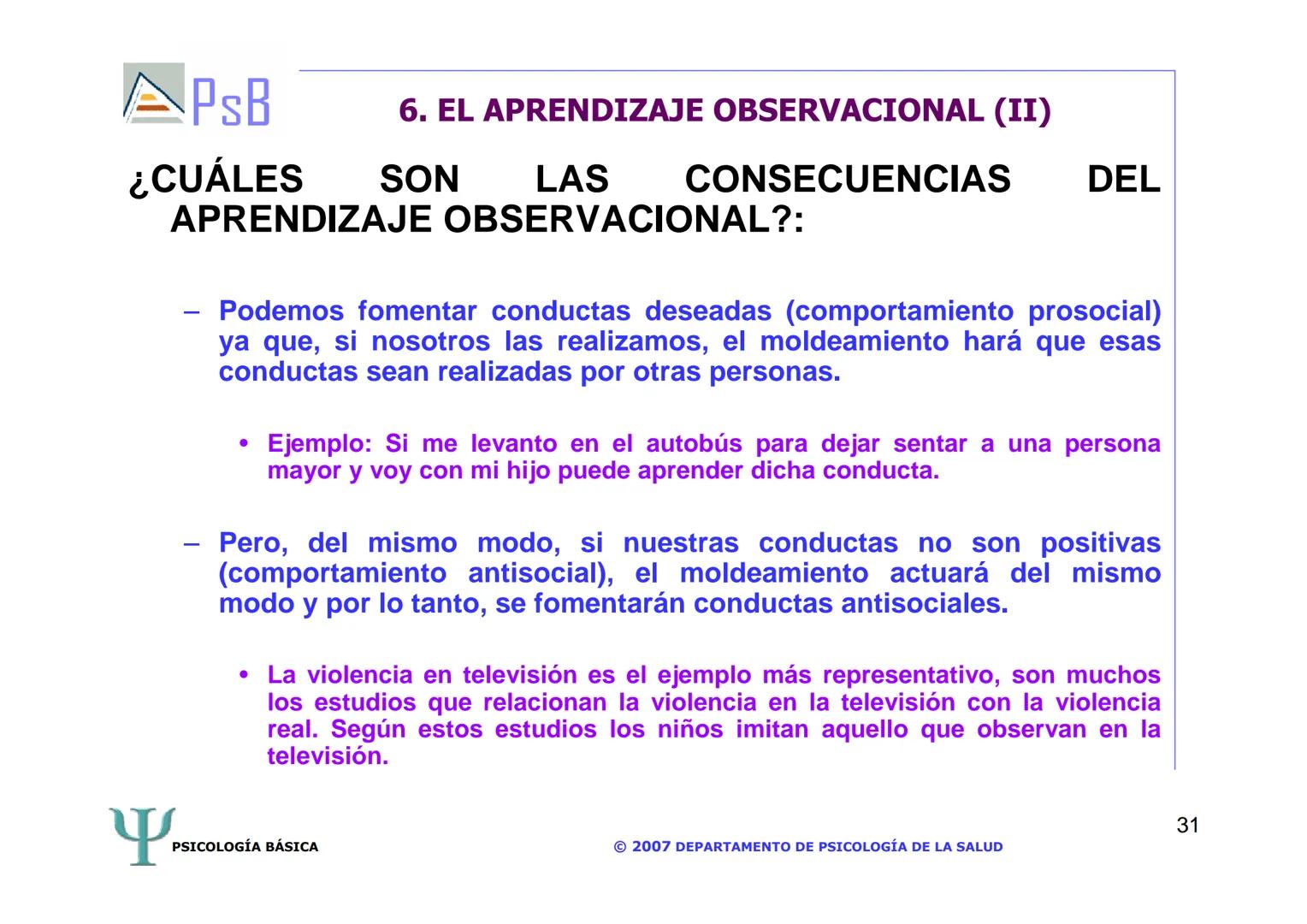 APSB
PSICOLOGÍA BÁSICA
TEMA 3. APRENDIZAJE
LICENCIATURA DE HUMANIDADES
UNIVERSIDAD DE ALICANTE
PSICOLOGÍA BÁSICA
Material extraído del