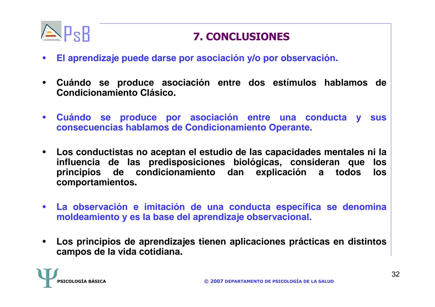 APSB
PSICOLOGÍA BÁSICA
TEMA 3. APRENDIZAJE
LICENCIATURA DE HUMANIDADES
UNIVERSIDAD DE ALICANTE
PSICOLOGÍA BÁSICA
Material extraído del