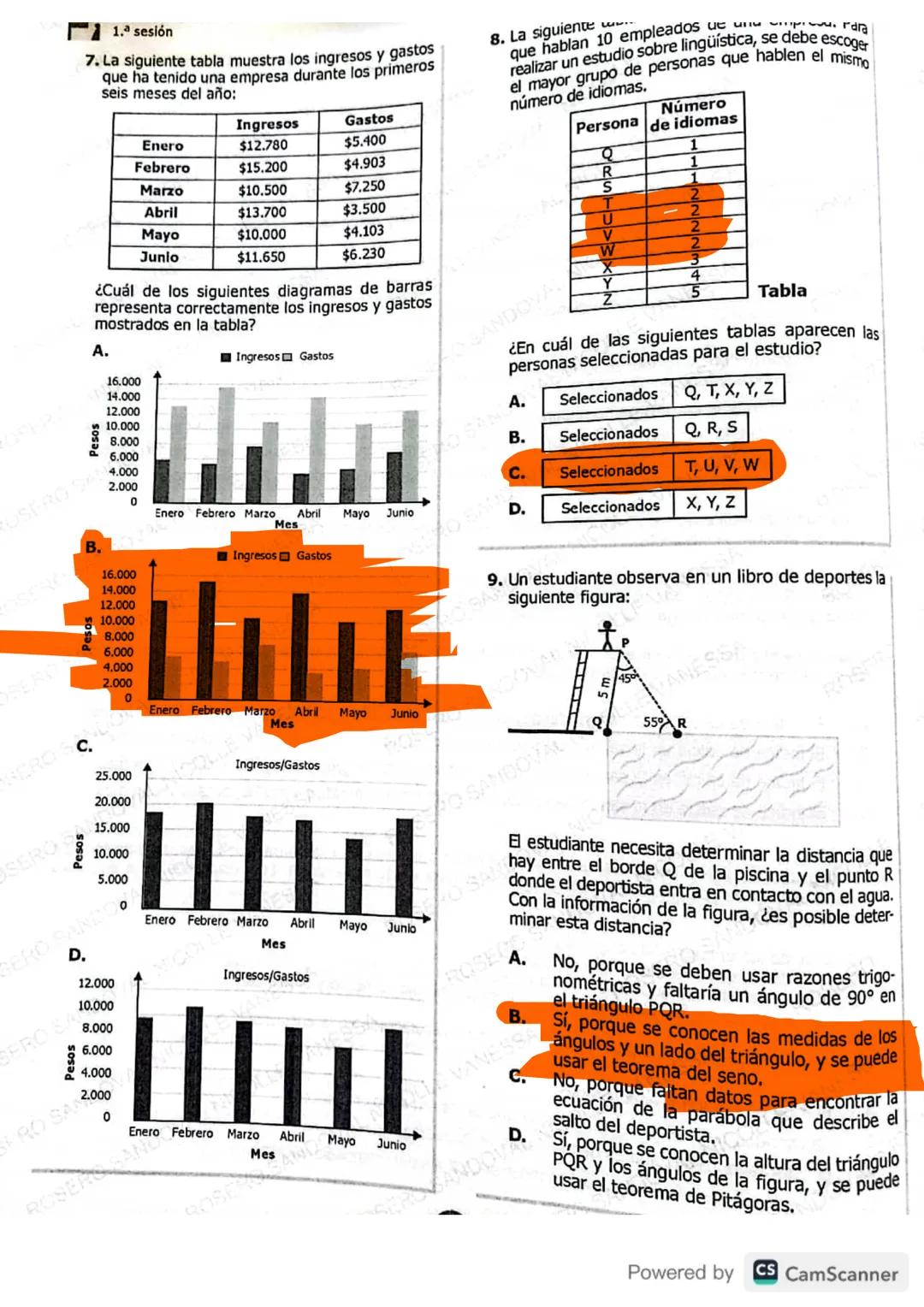 # MATEMÁTICAS
1. Una persona está utilizando alambre para cercar un terreno que tiene forma de triángulo rectángulo y cuya
área es de 54 m²
