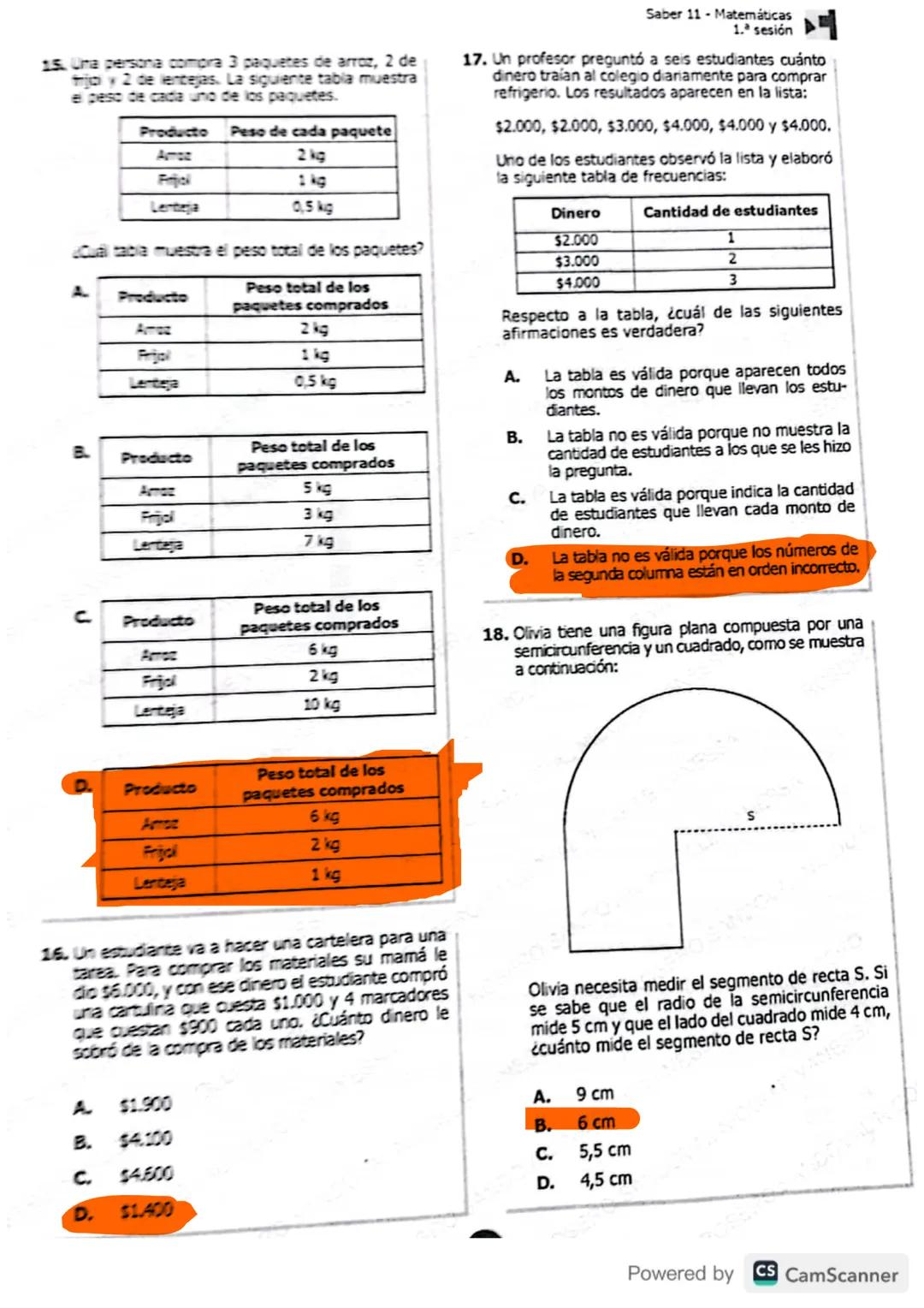 # MATEMÁTICAS
1. Una persona está utilizando alambre para cercar un terreno que tiene forma de triángulo rectángulo y cuya
área es de 54 m²