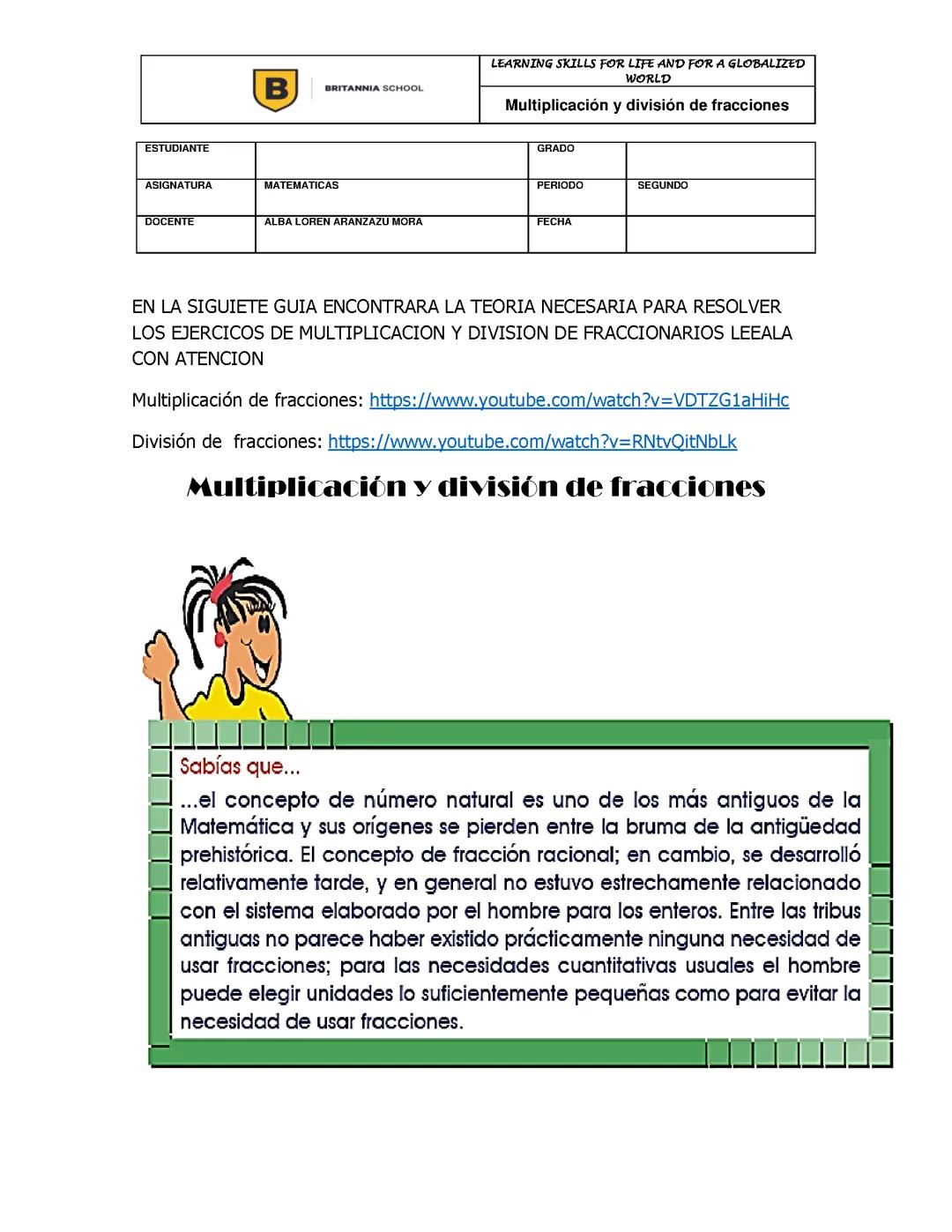Multiplicación y división de fracciones