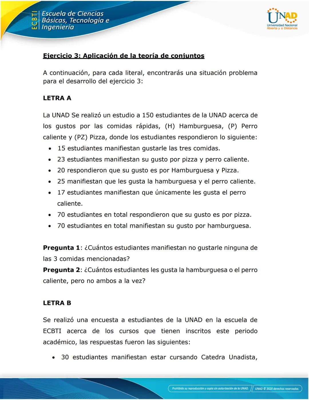 ECBTI
Escuela de Ciencias
Básicas, Tecnología e
Ingeniería
ANEXO 4 - Ejercicios a resolver Tarea 3
Apreciado Estudiante
A continuación, s
