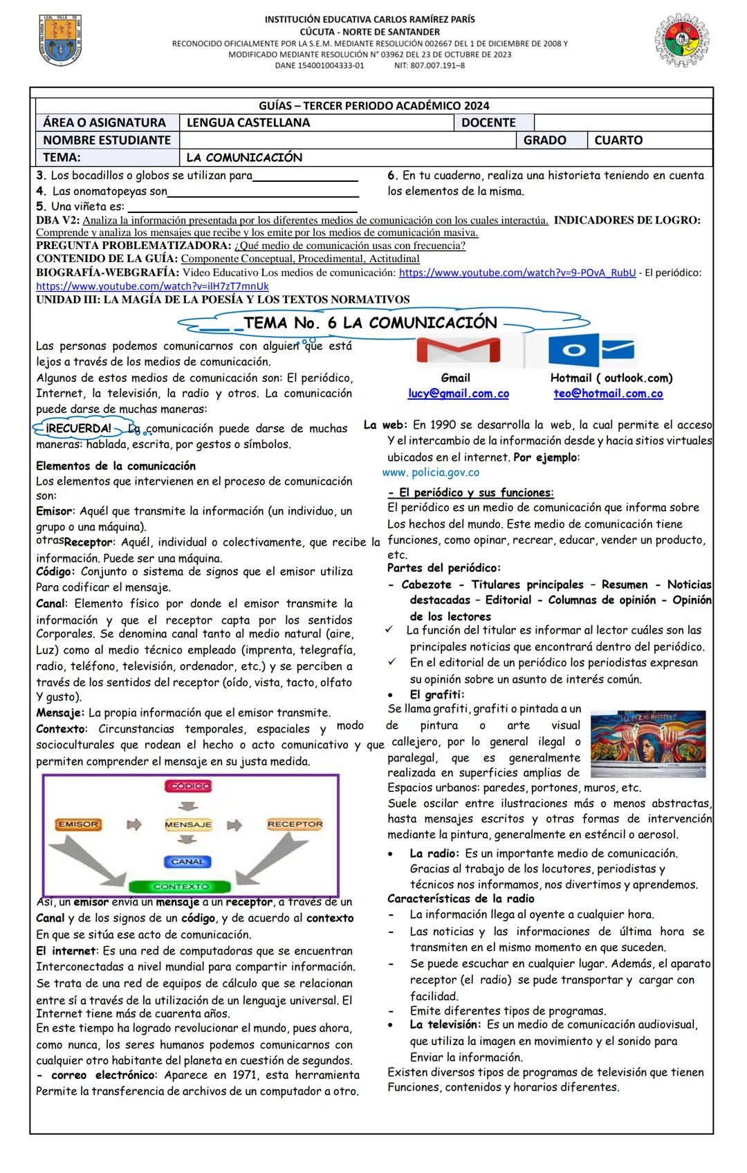 # ÁREA O ASIGNATURA
NOMBRE ESTUDIANTE
TEMA:
INSTITUCIÓN EDUCATIVA CARLOS RAMÍREZ PARÍS
CÚCUTA - NORTE DE SANTANDER
RECONOCIDO OFICIALMENTE P