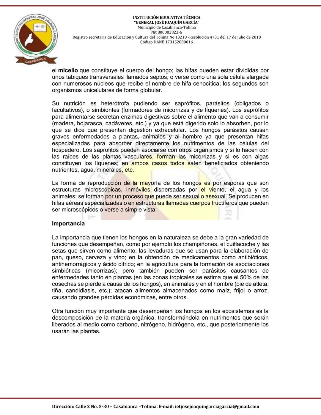 GTEC GENERAL JOSE
JOAQUIN
CASABIANCA
INSTITUCIÓN EDUCATIVA TÉCNICA
"GENERAL JOSÉ JOAQUÍN GARCÍA"
Municipio de Casabianca-Tolima
Nit 80000282