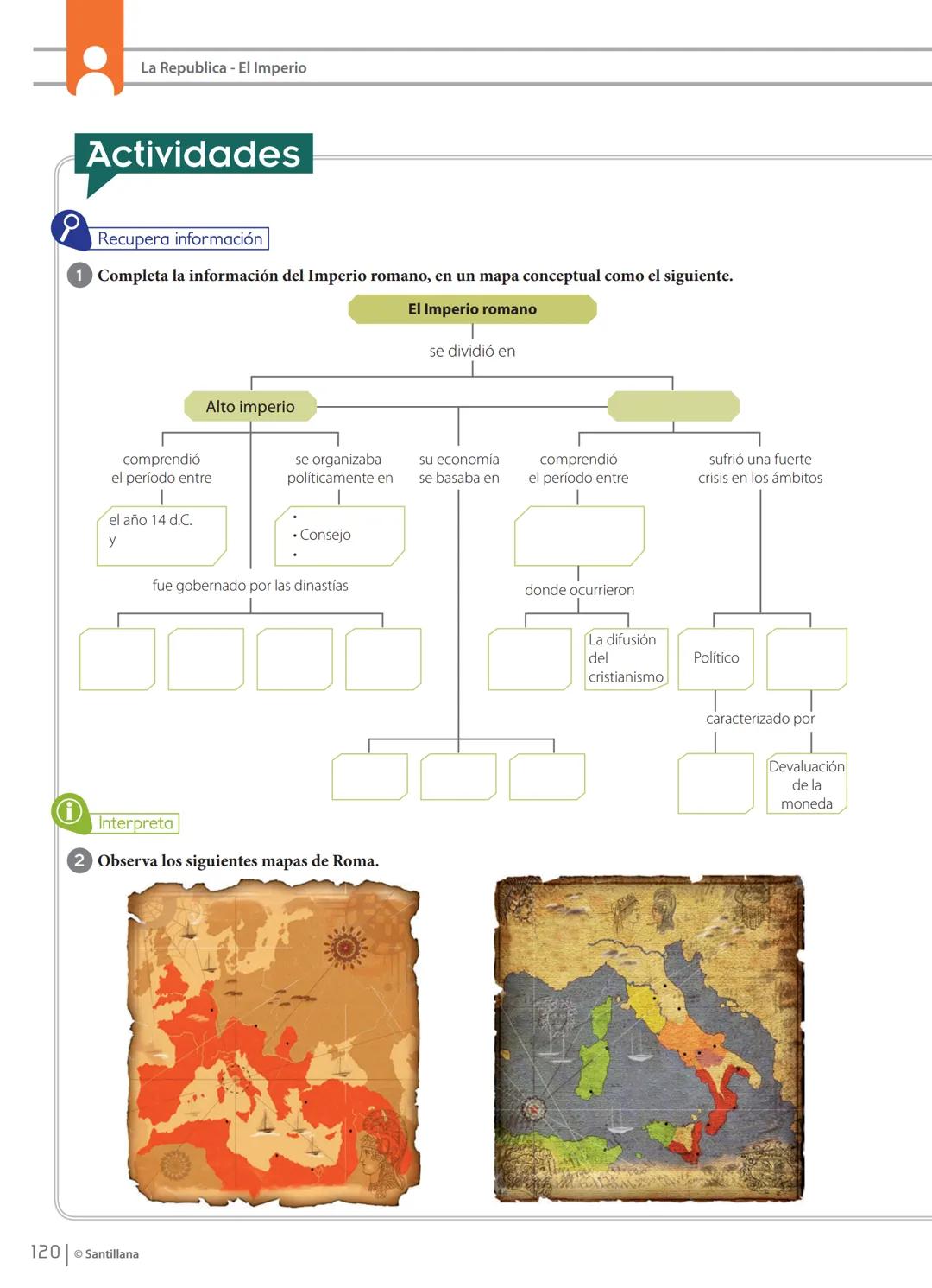 UNIDAD
4
✓ UBICATE EN LA HISTORIA
Roma:
el gran imperio
Temas de la unidad
Aspectos geográficos de Italia
El origen de Roma
La República
El
