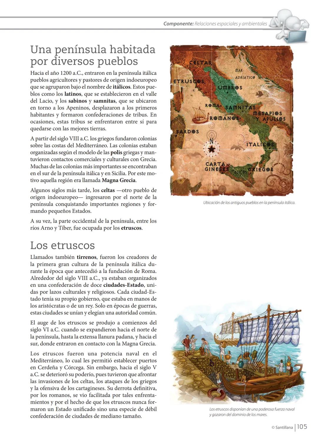 UNIDAD
4
✓ UBICATE EN LA HISTORIA
Roma:
el gran imperio
Temas de la unidad
Aspectos geográficos de Italia
El origen de Roma
La República
El