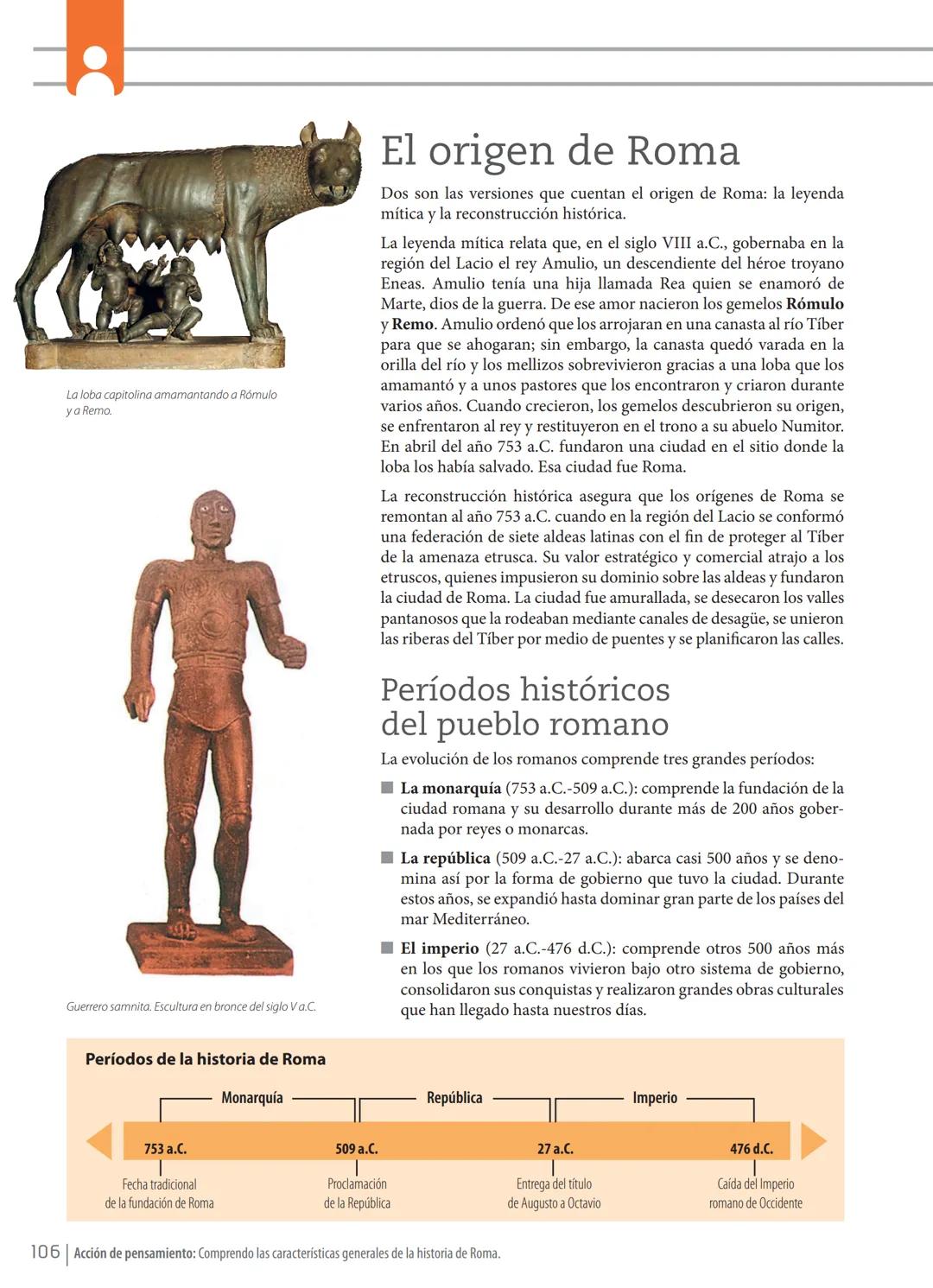 UNIDAD
4
✓ UBICATE EN LA HISTORIA
Roma:
el gran imperio
Temas de la unidad
Aspectos geográficos de Italia
El origen de Roma
La República
El