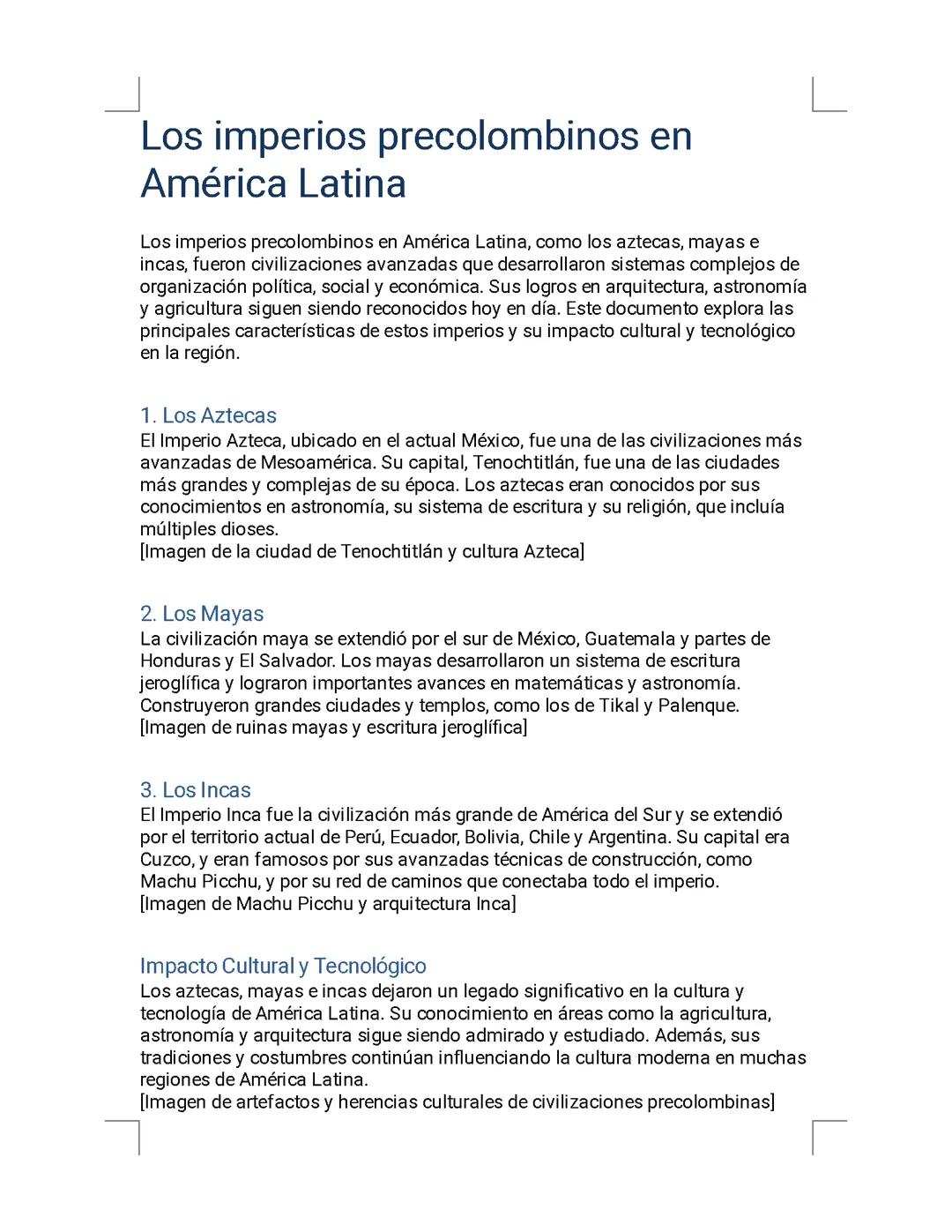 Imperios precolombinos de america Latina