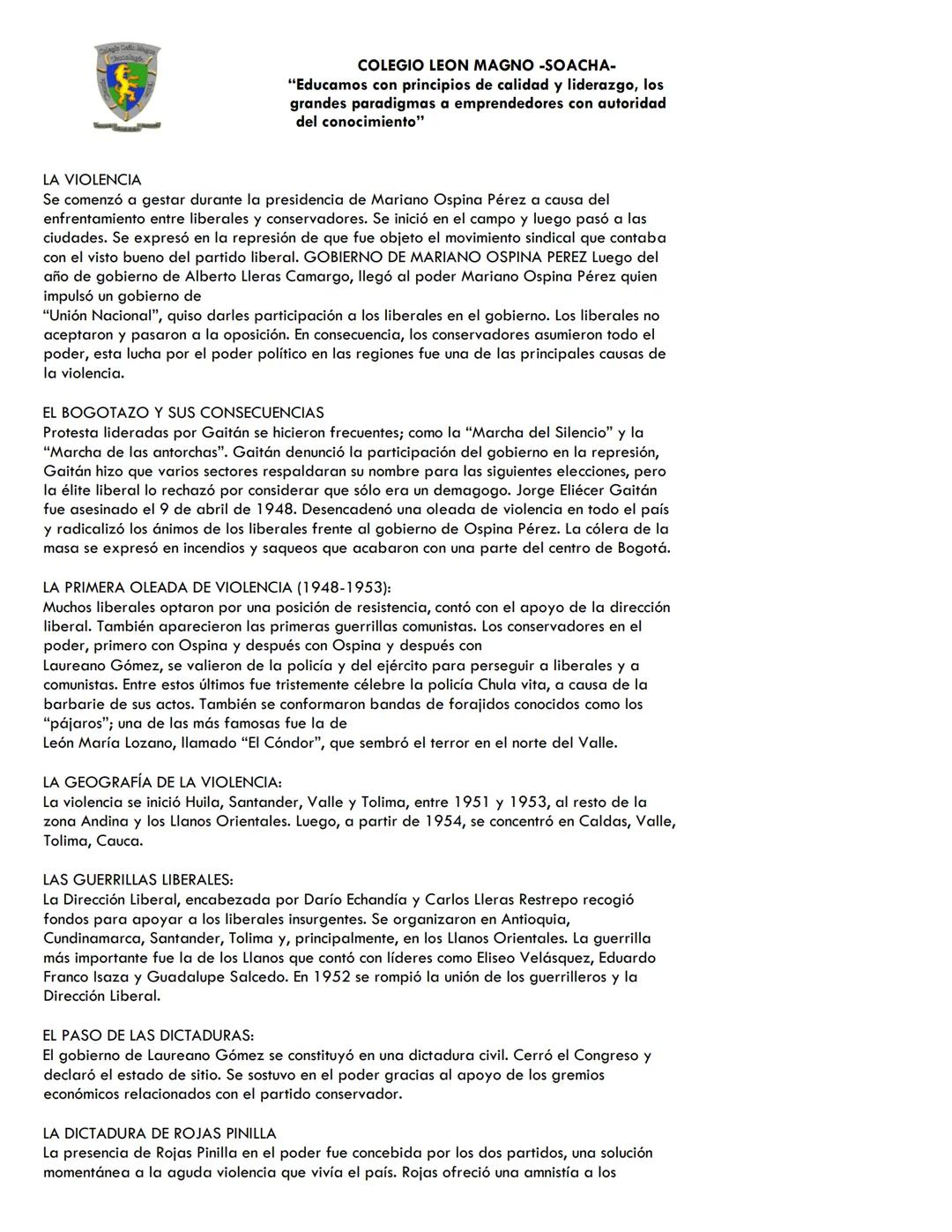 COLEGIO LEON MAGNO -SOACHA-
"Educamos con principios de calidad y liderazgo, los
grandes paradigmas a emprendedores con autoridad
del conoci