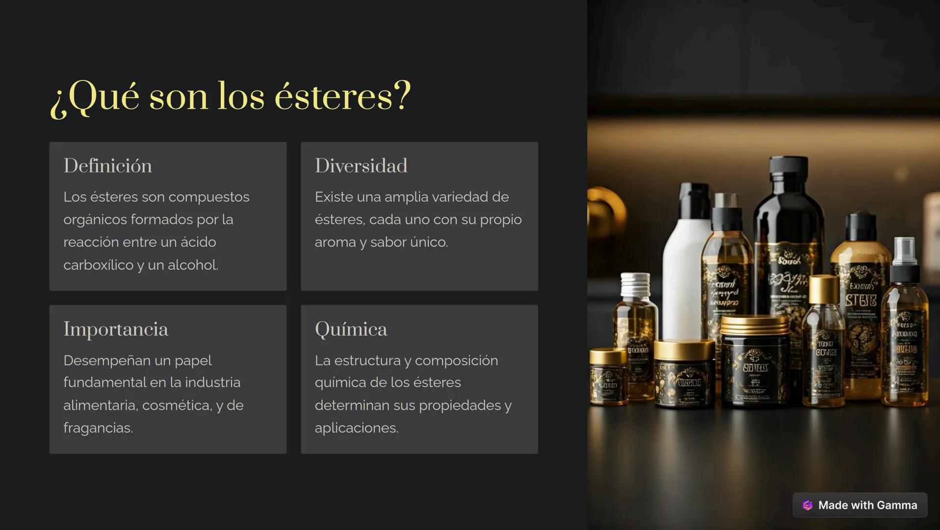 SUTROY
VOUSHLIG
Sonok
Exod
STGB
100
СОЛНЕ
# Ésteres: La química
del sabor y el aroma
Los ésteres son compuestos orgánicos versátiles que de