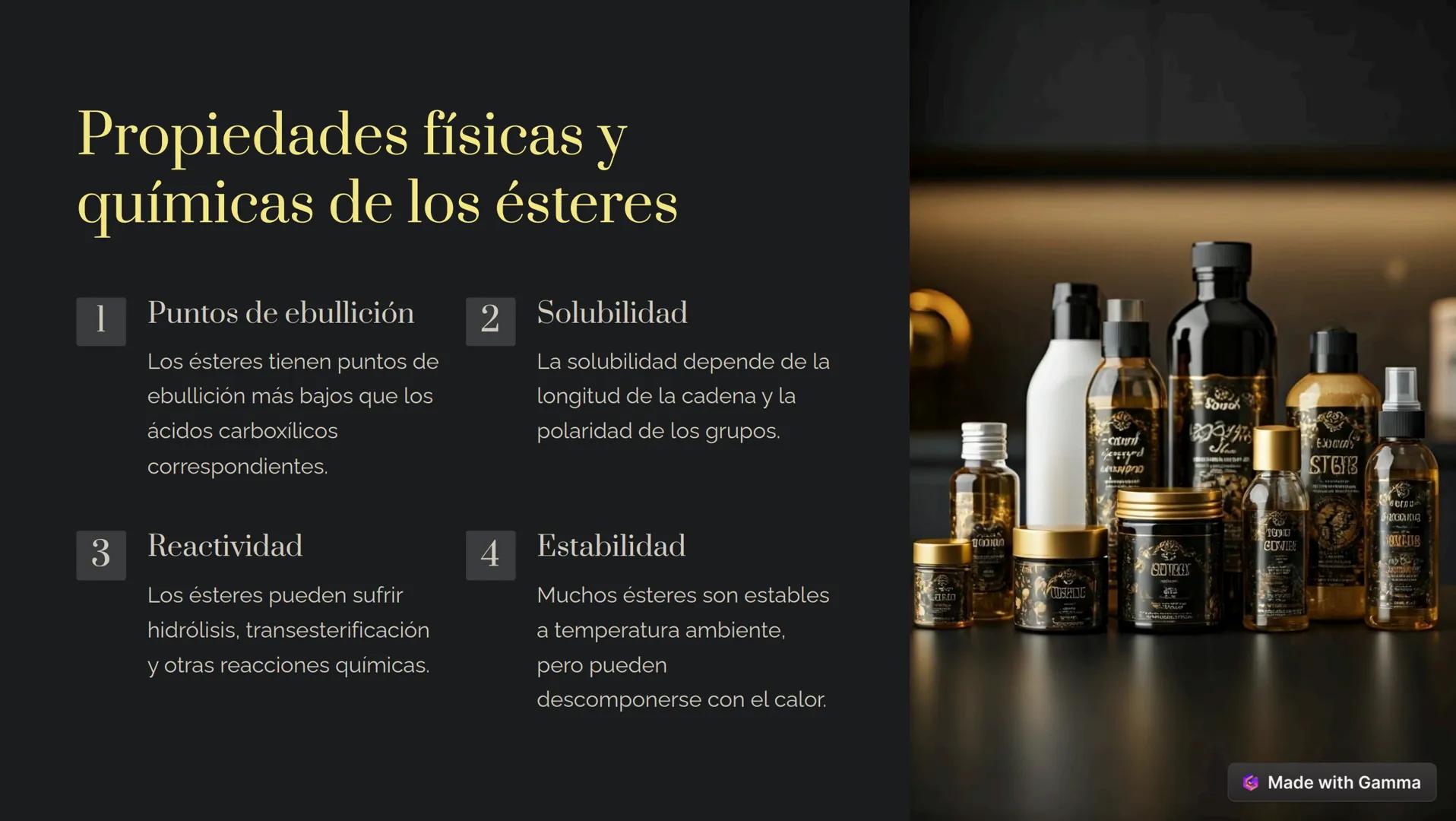 SUTROY
VOUSHLIG
Sonok
Exod
STGB
100
СОЛНЕ
# Ésteres: La química
del sabor y el aroma
Los ésteres son compuestos orgánicos versátiles que de